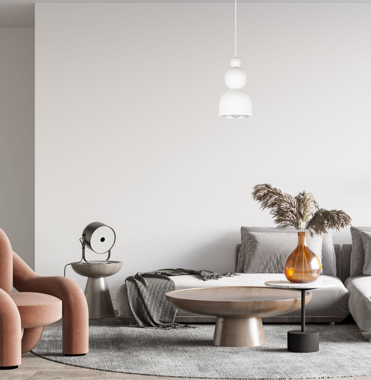 Weiße Hängelampe Metall Loft Design E27 B:17 cm rund Lampe, Dekoration für Zuhause, Mobiliar