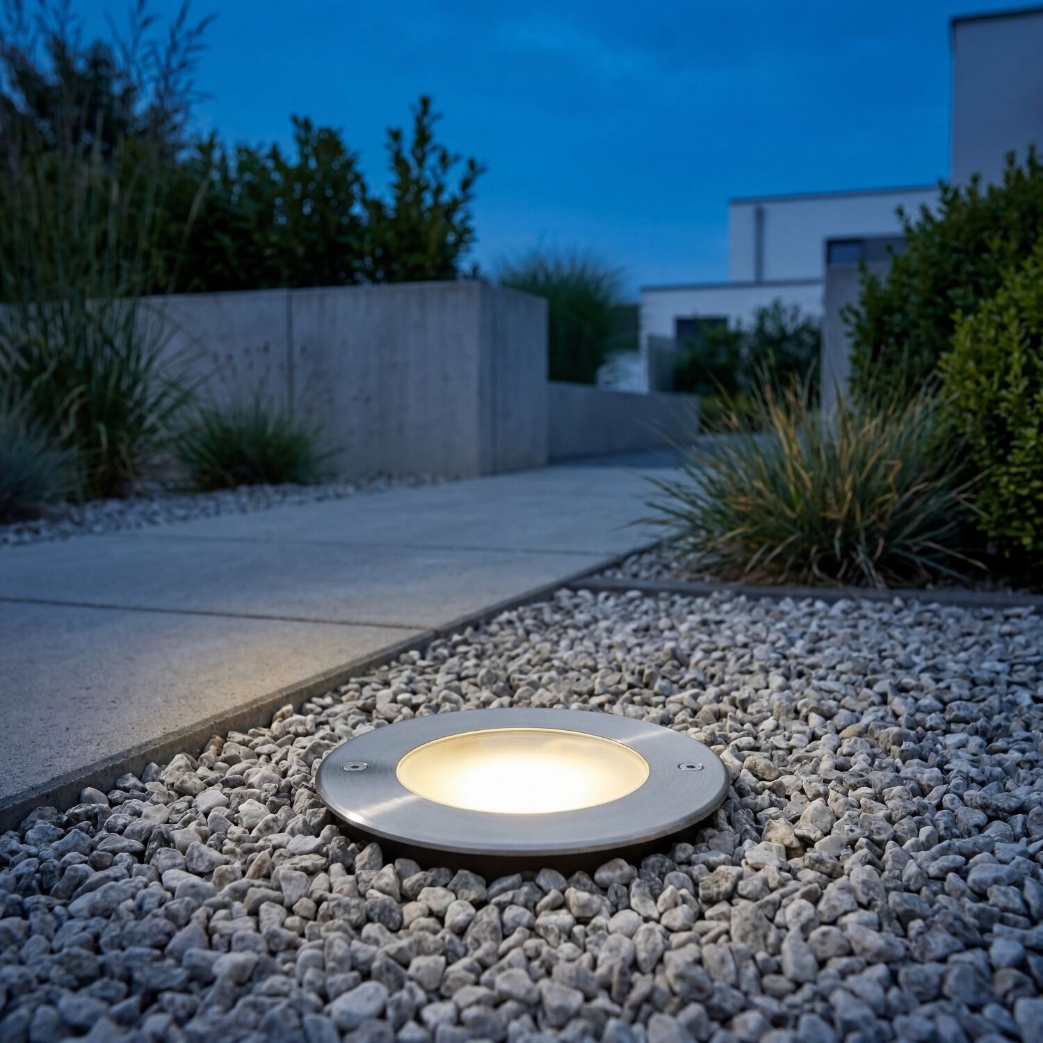 LED Einbaustrahler Aluminium IP67 rund Ø12 cm Nickel Lichtspot, Gartenbeleuchtung, LED-Licht, Pflasterstein, Bodeneinbau
