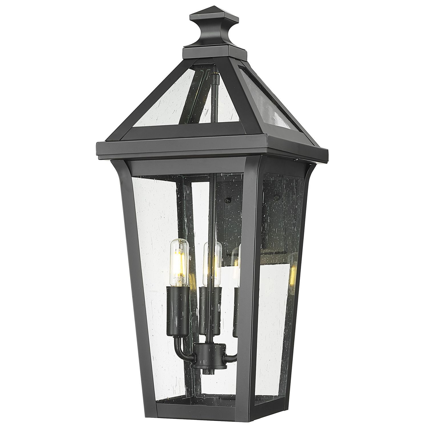 Außenwandlampe Edelstahl Glas H: 54 cm IP23 Schwarz 3x E14