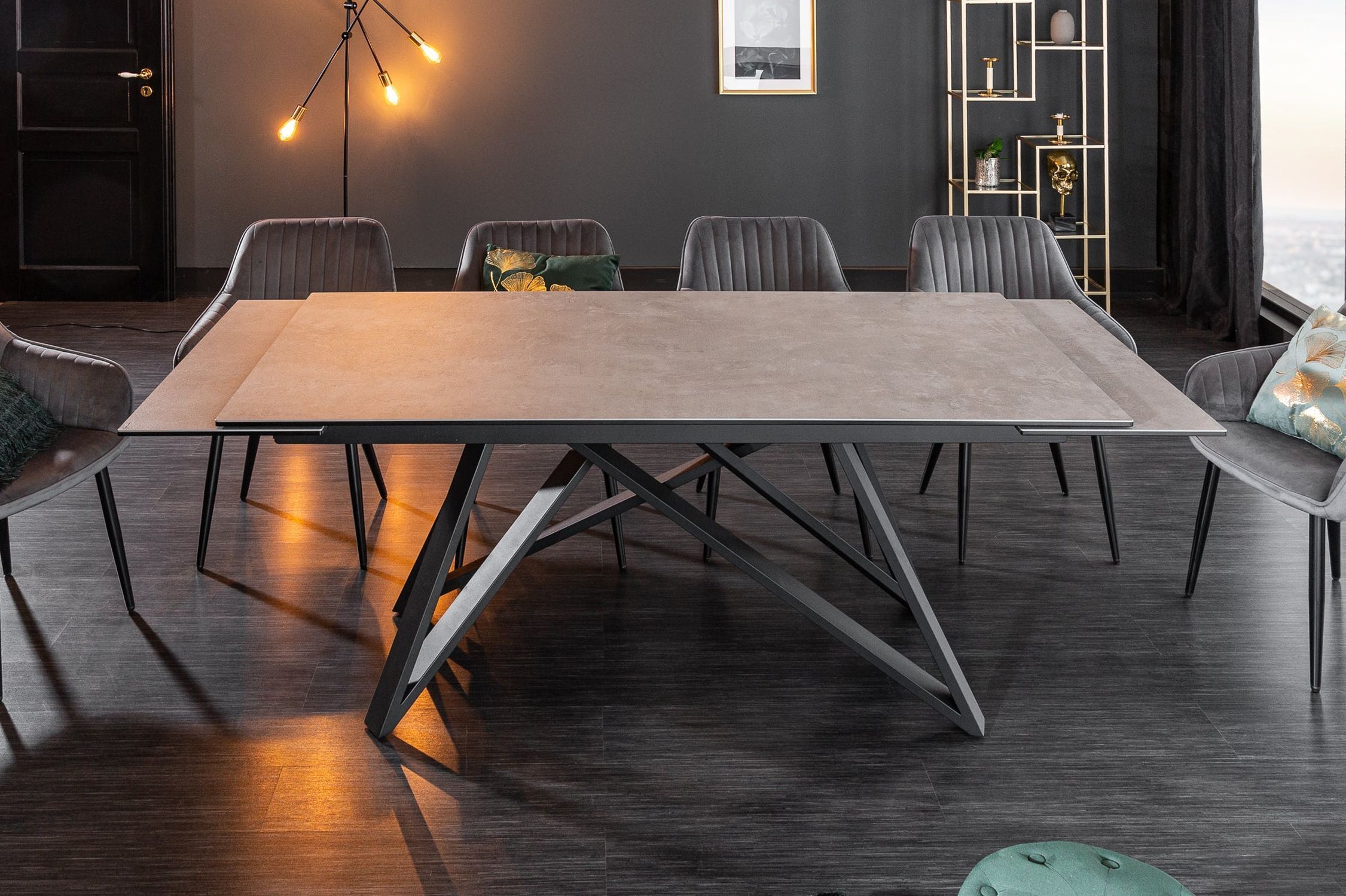 Esstisch ausziehbar Keramik in Grau Schwarz 180 cm