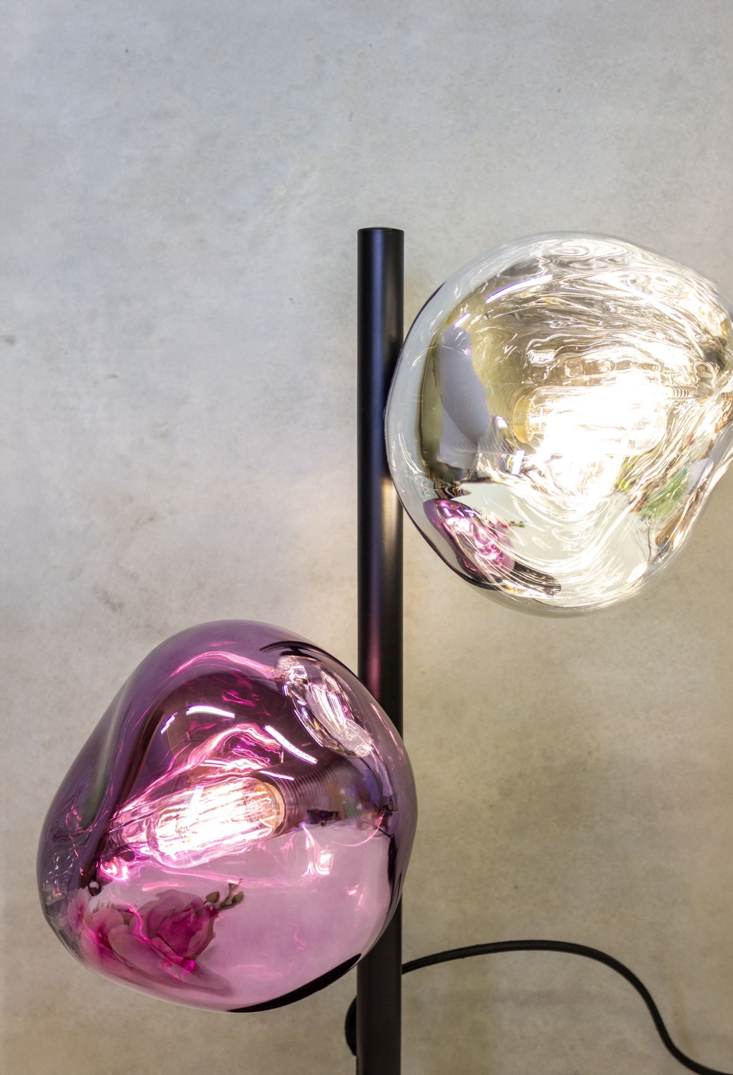 Dekorative Tischleuchte Aluminium Glas Weiß Lila 40 cm lampe, lampenschirm, glas, pink, deko