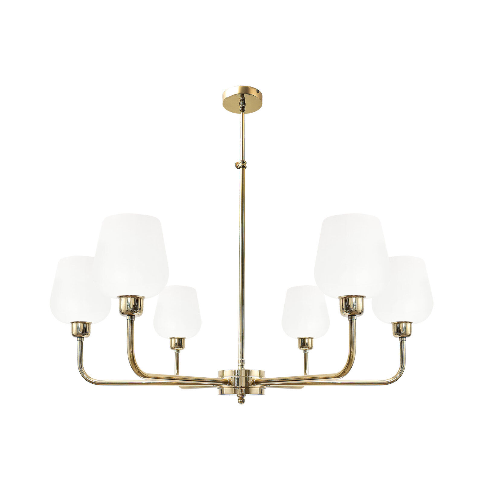 Kronleuchter Glas Messing Ø 81 cm 6x E27 verstellbar Leuchter, Lampe, Leuchte