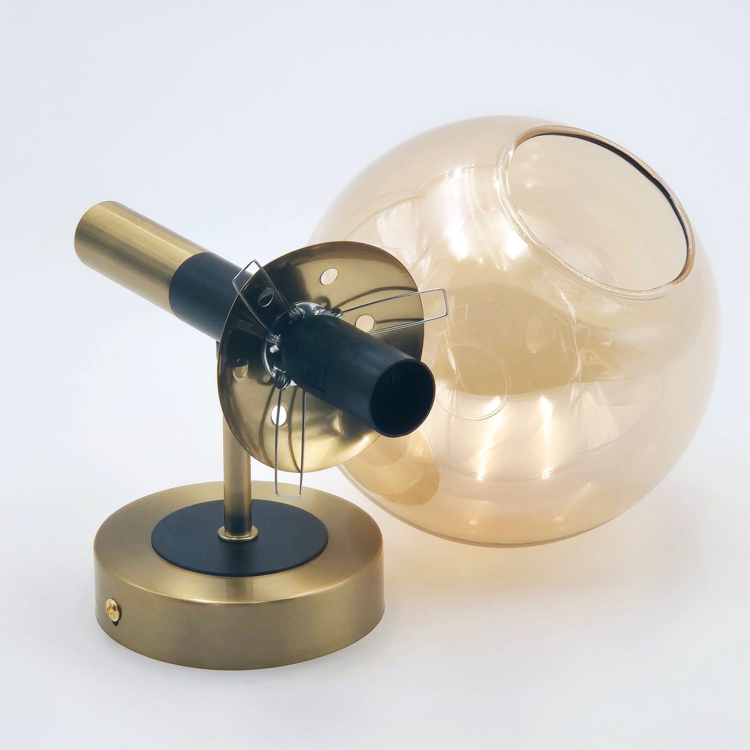 Kugel Wandlampe G9 Metall Glas blendarm T:19 cm in Gold Lampe, Tischlampe, Glasschirm, Messing, Industrie-Design