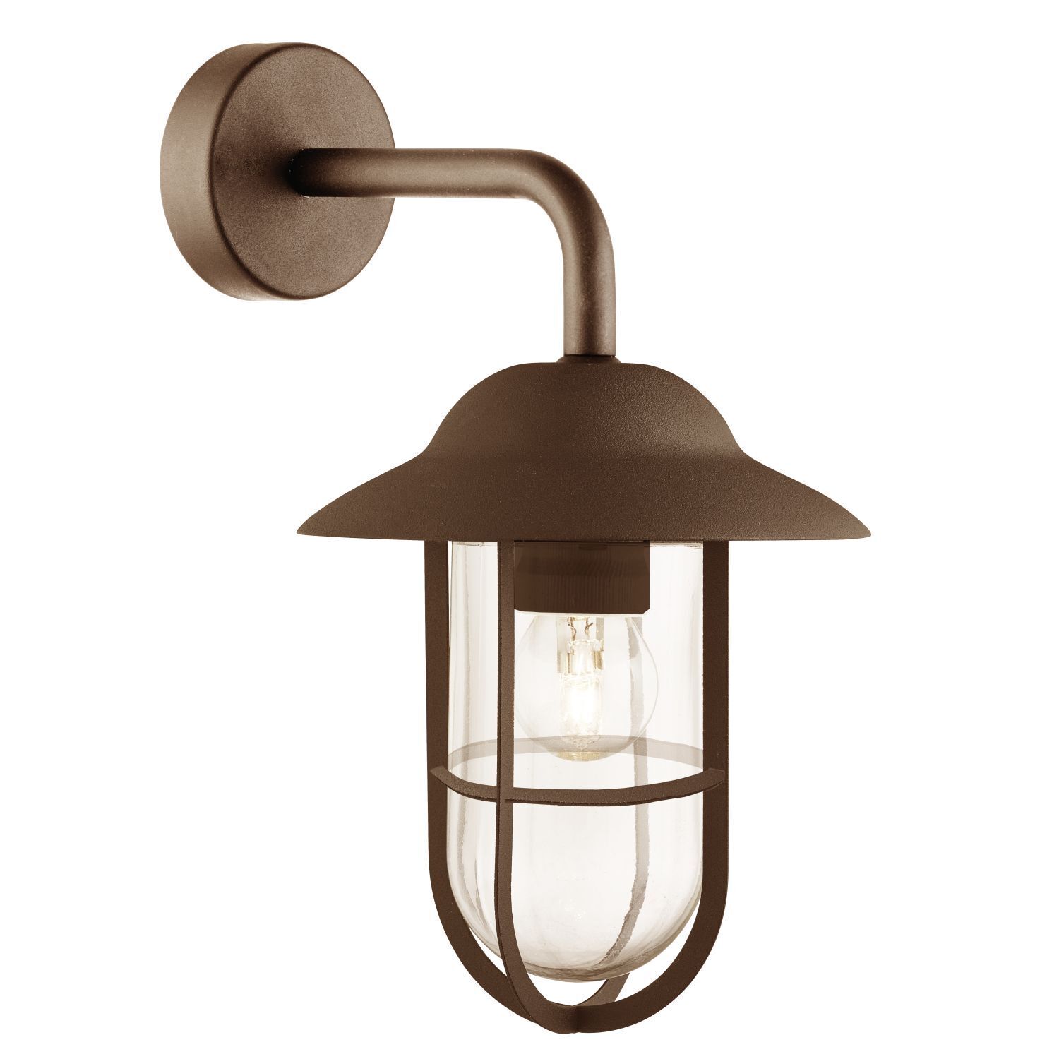 Außenlampe Wand Edelstahl Glas IP44 E27 Rostbraun H: 31 cm