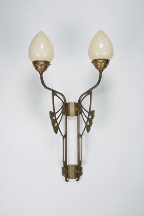 Gemütliche Wandlampe Messing Glas Elfenbein E27 2-flmg