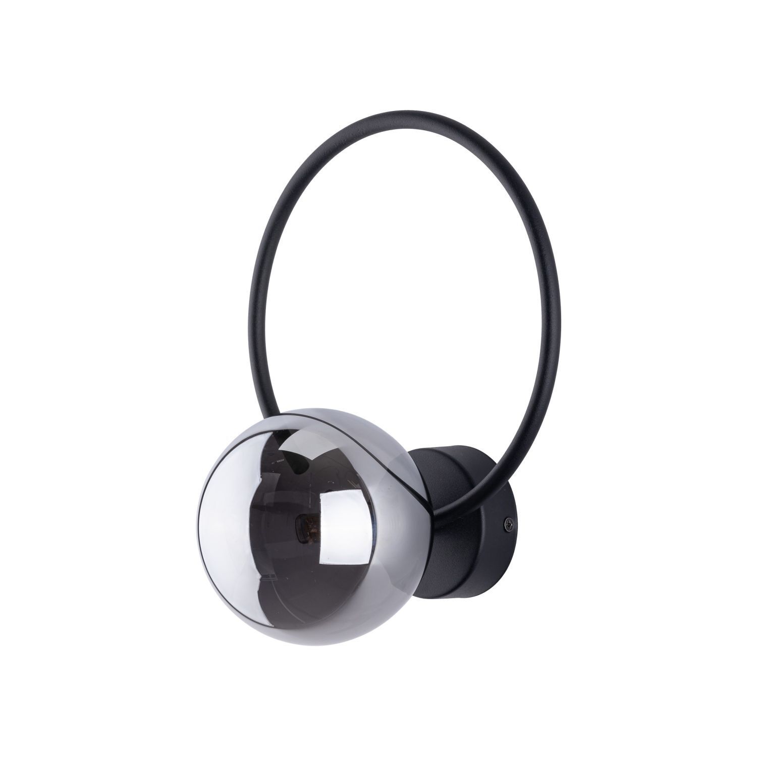 Wandlampe Metall Rauchglas G9 Schwarz Graphit Kugel Schirm