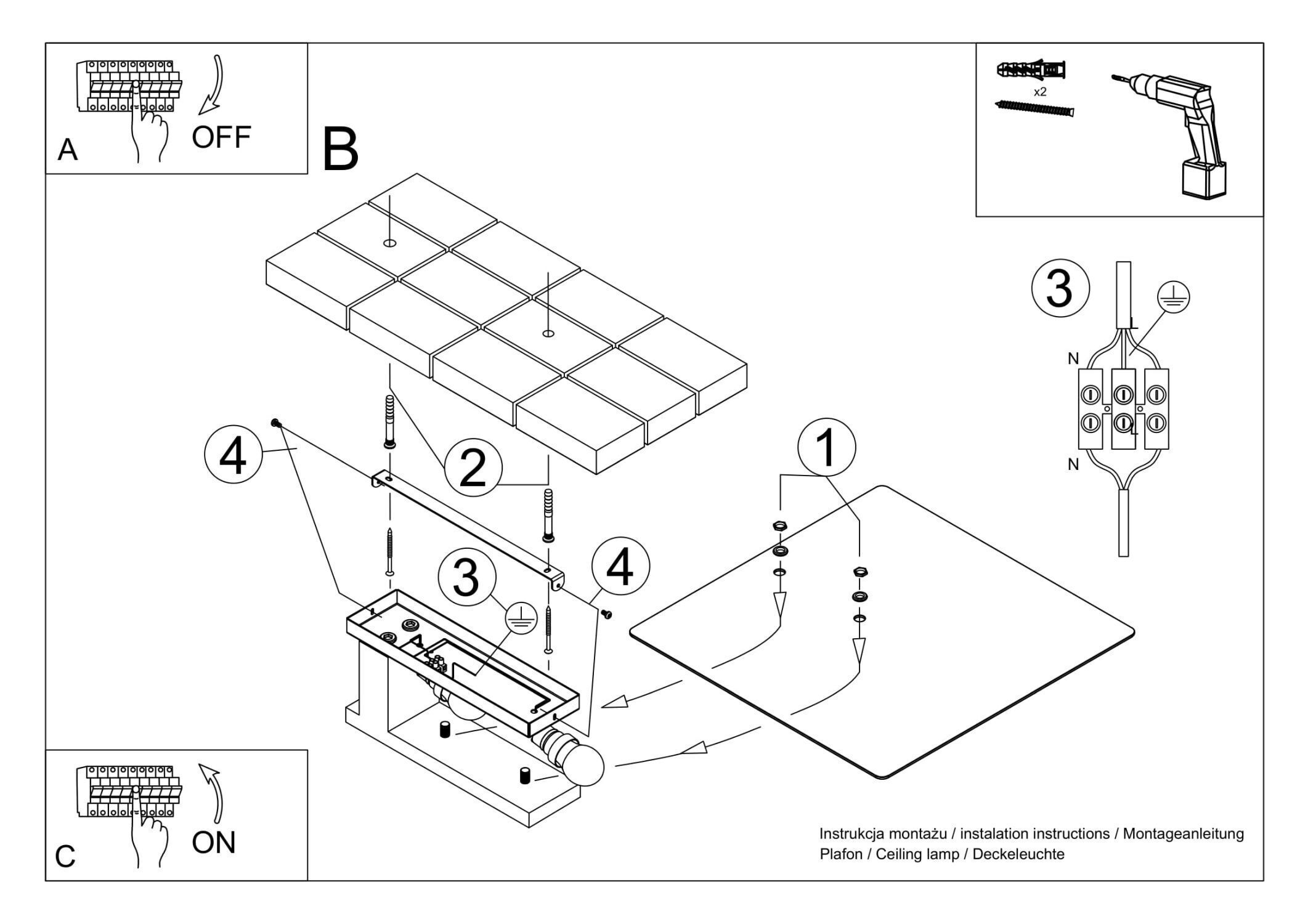 Wohnliche Deckenlampe Weiß Glas Holz flach H: 14 cm CAD-Diagramm, Diagramm