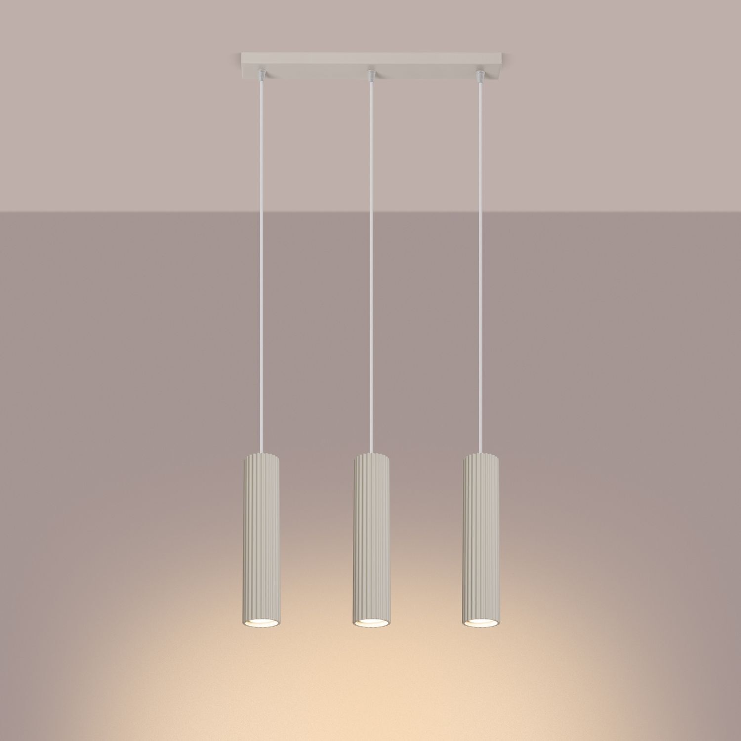 Pendelleuchte 3-flammig GU10 B: 45 cm in Creme Modern