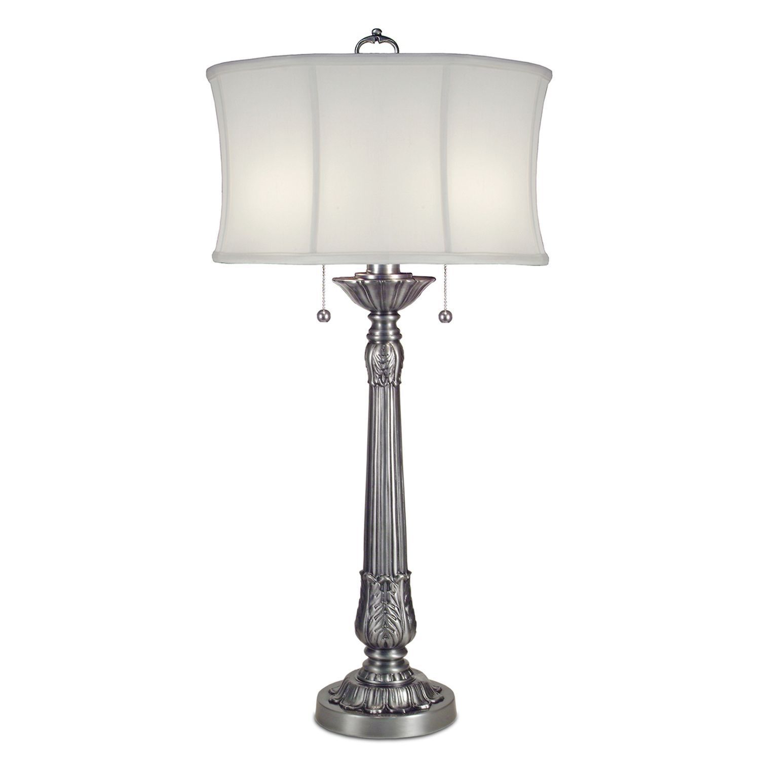 Tischlampe mit Zugschalter E27 94 cm hoch Stoffschirm