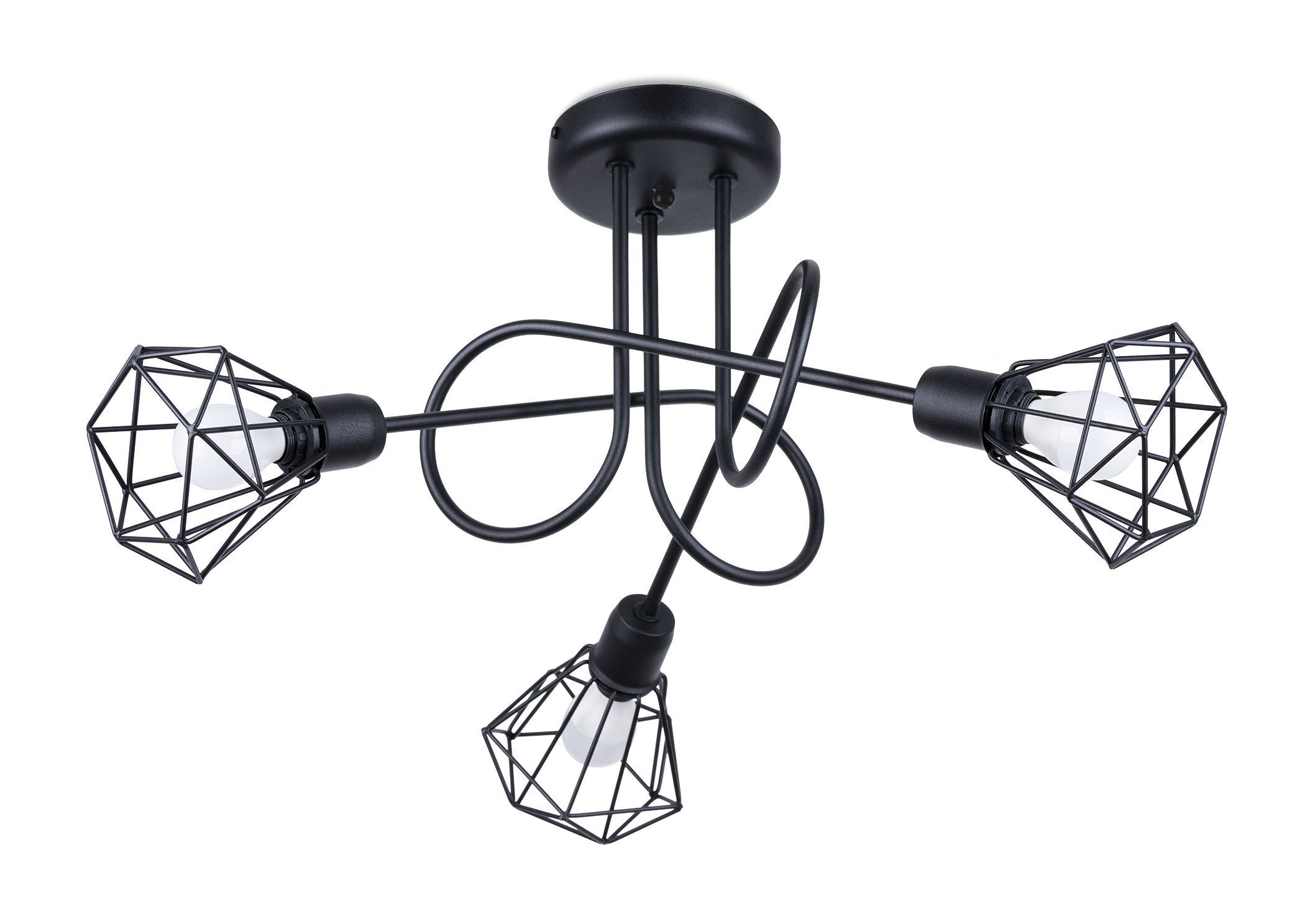 Deckenleuchte Retro Metall Schwarz 48 cm breit 3-flammig