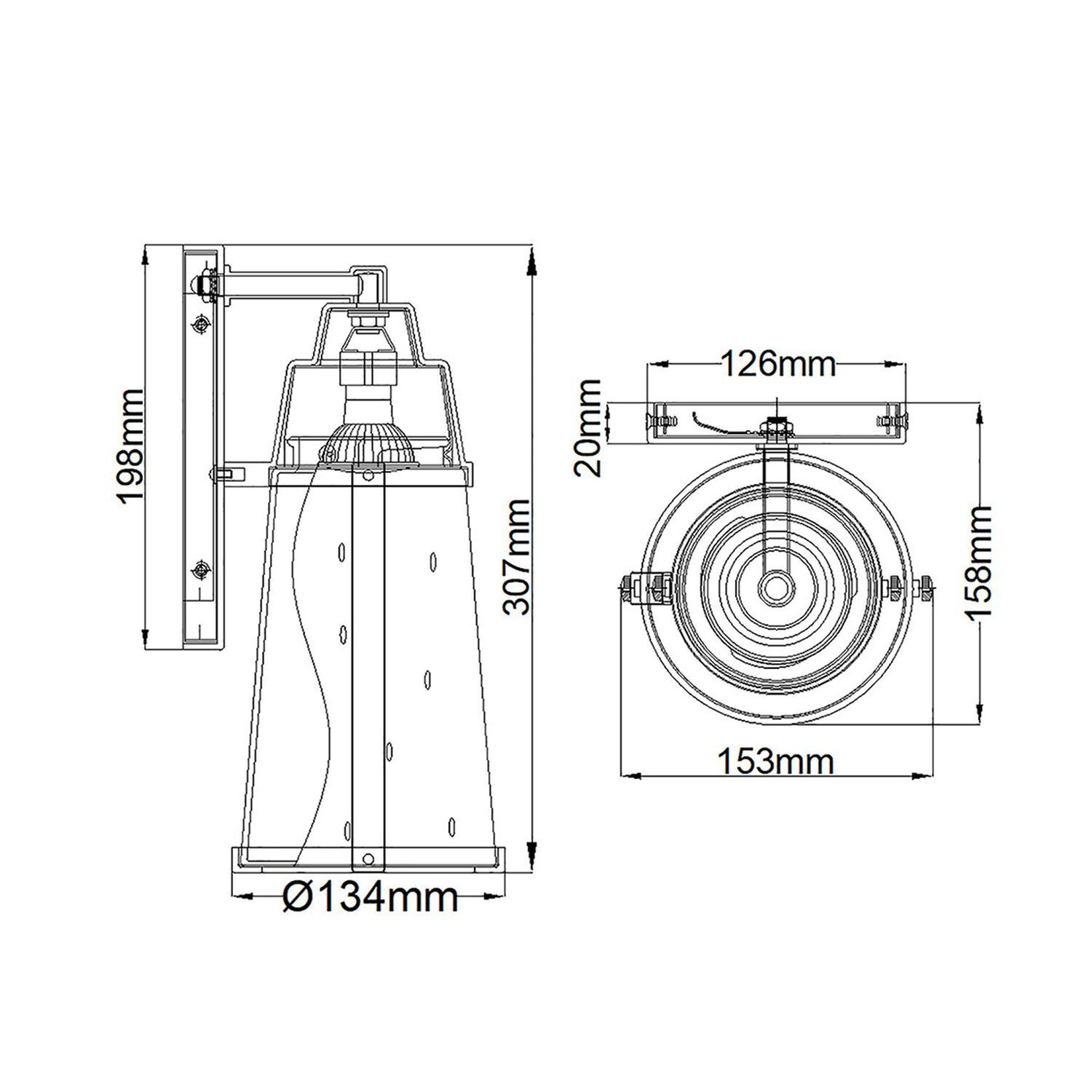 Licht, Lampe, Gehäuse, Durchmesser-1334, Plan-Dimensionen