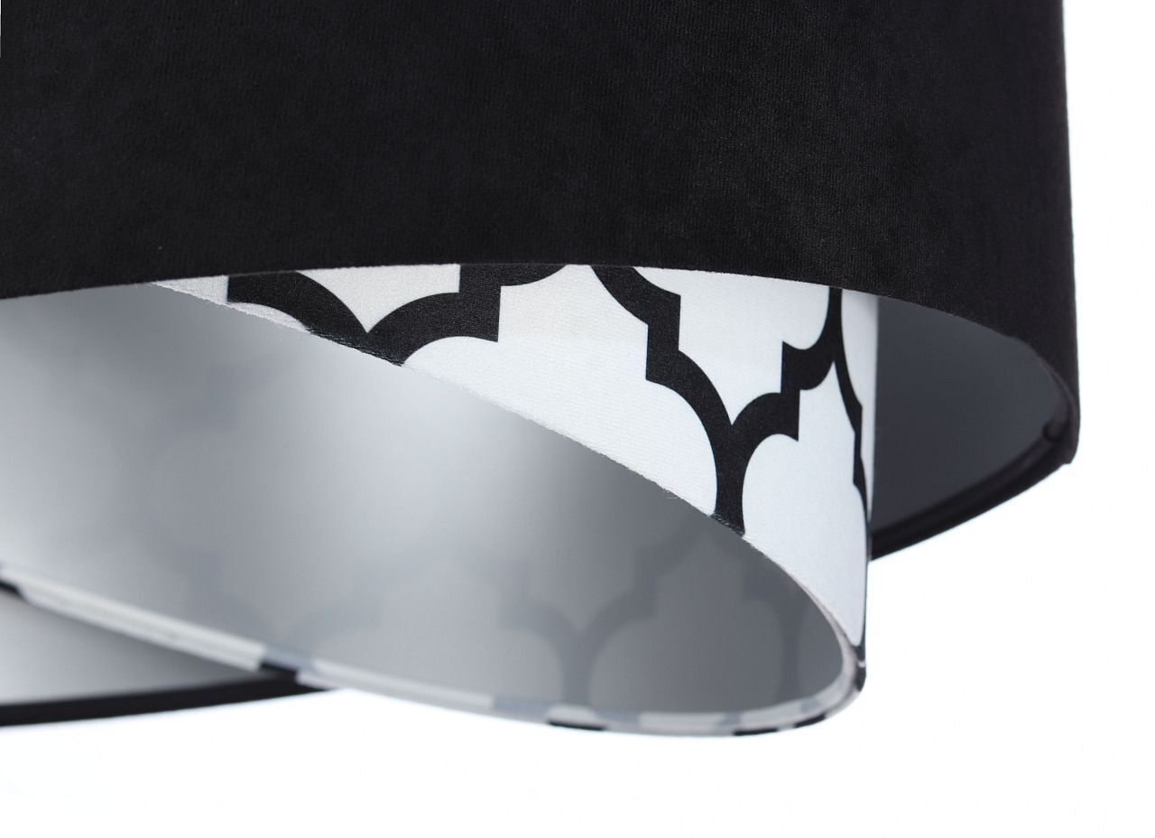 Hängeleuchte rund D: 50 cm Stoff Velours Optik Schwarz Weiß