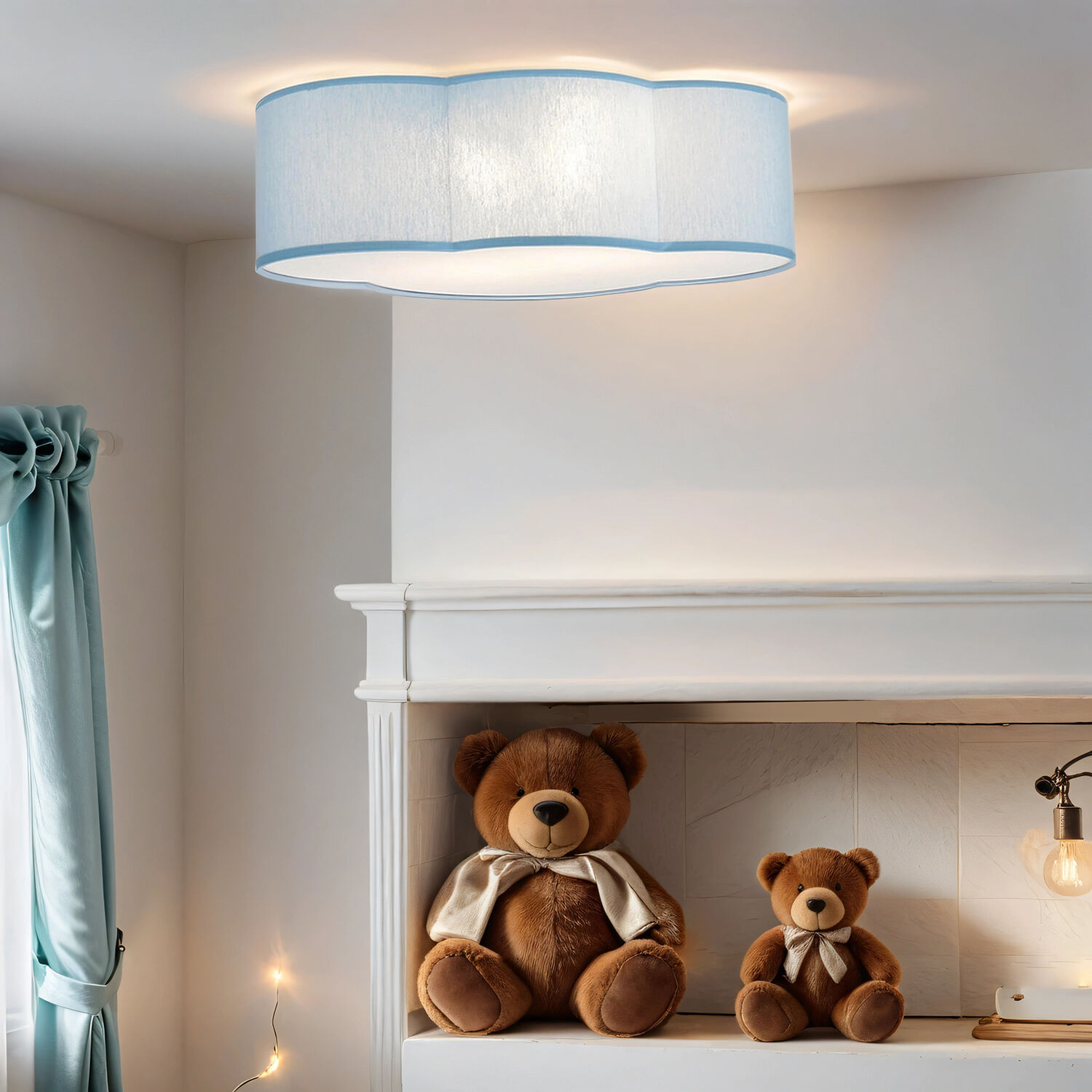 Kinderlampe Blau Wolke blendarm 41 cm lang 2x E27