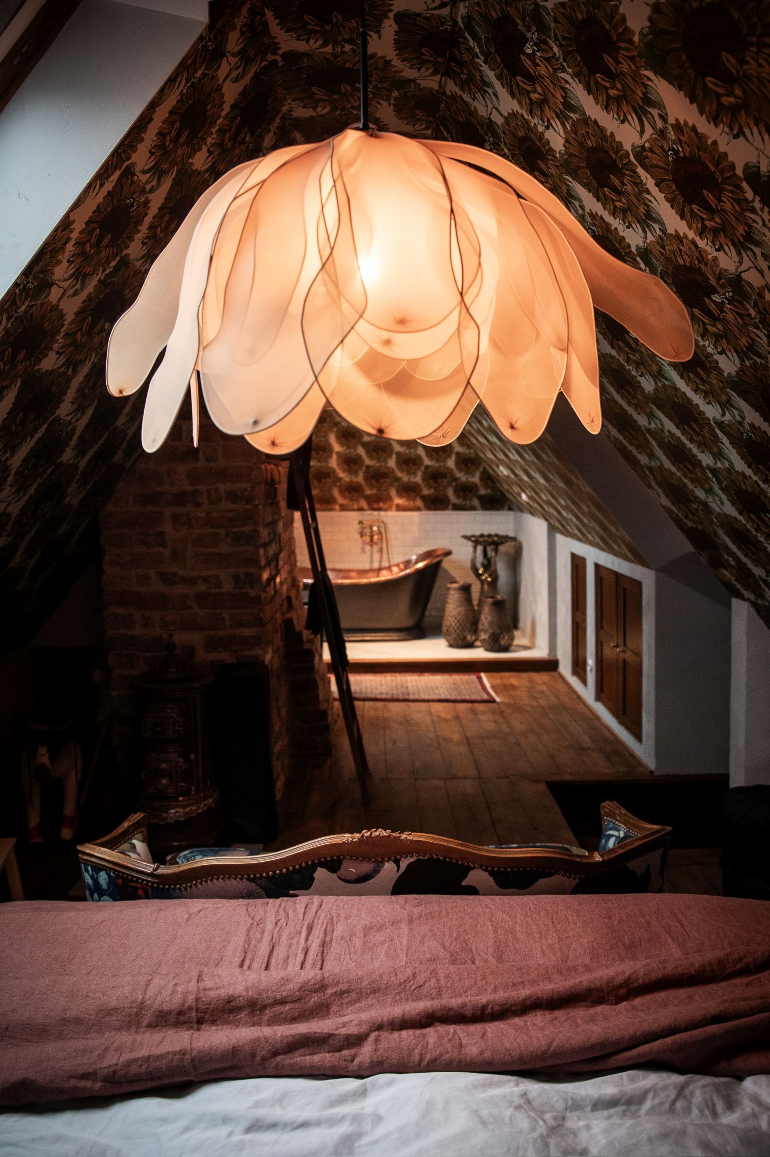 Wohnen, Drinnen, Dachboden, Innenarchitektur, Lampe
