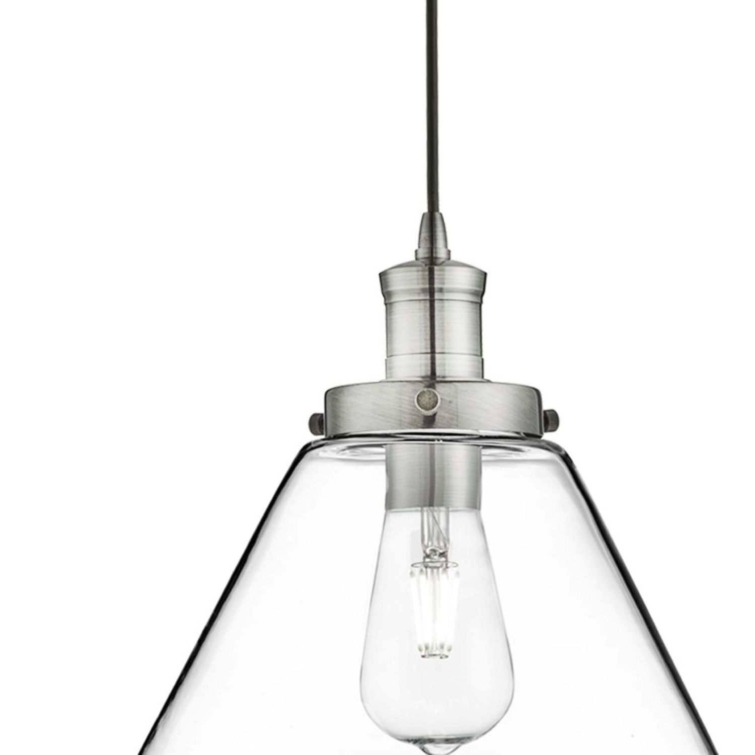 Pendelleuchte Glas Vintage Ø 29 cm in Silber Klar