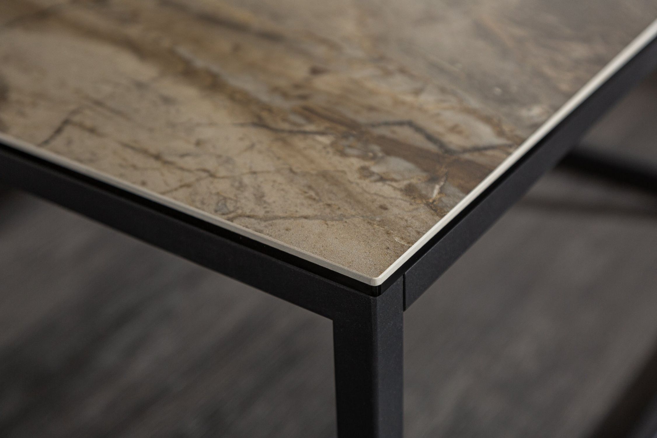 Couchtisch Keramik in Marmor Optik Schwarz 75x75cm (LxBxH)