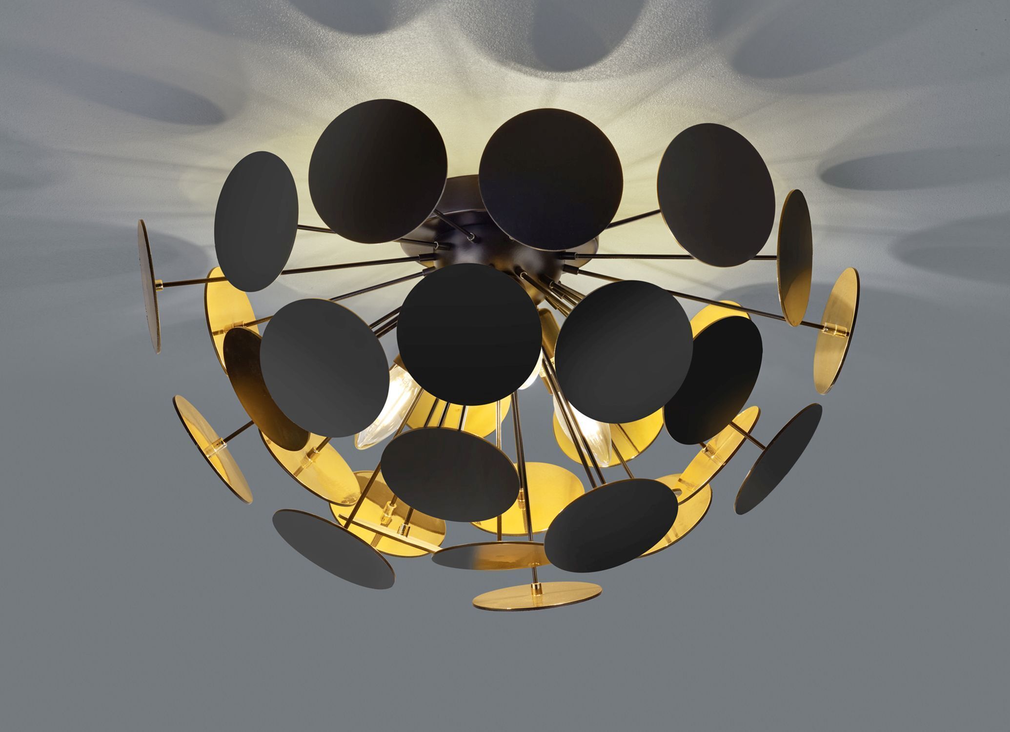 Stilvolle Deckenlampe Metall Schwarz Gold E14 3-flammig