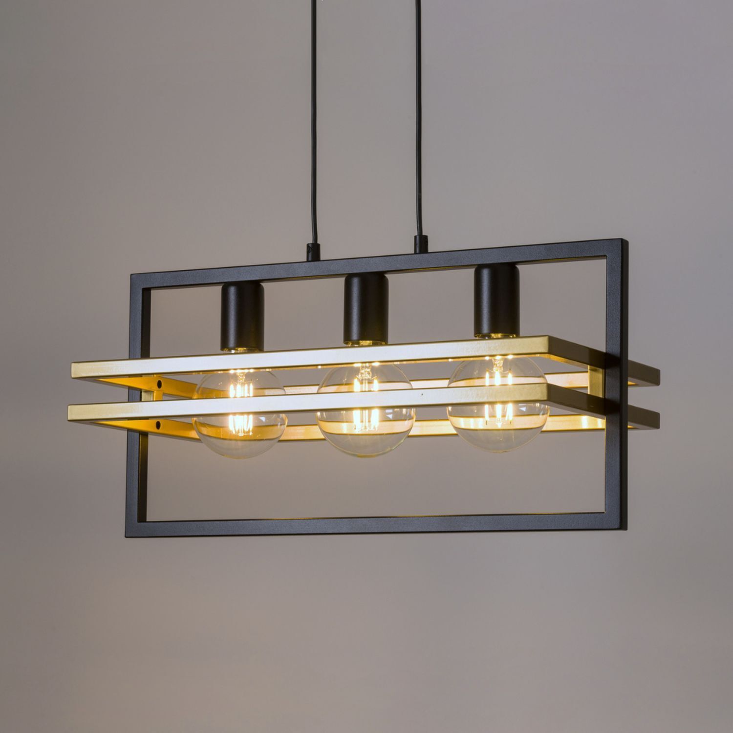 Dekorative Hängelampe Metall Schwarz Gold G9 52 cm lang