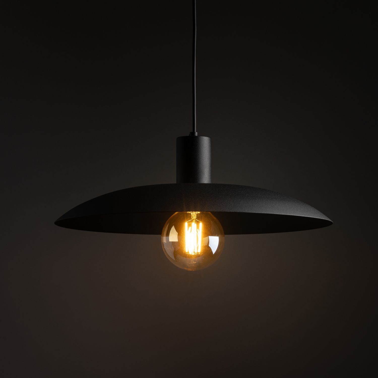 Schwarze Pendelleuchte Metall Ø41 cm rund E27 Loft Lampe, Licht, Deckenventilator, Gerät, Elektrisches Gerät