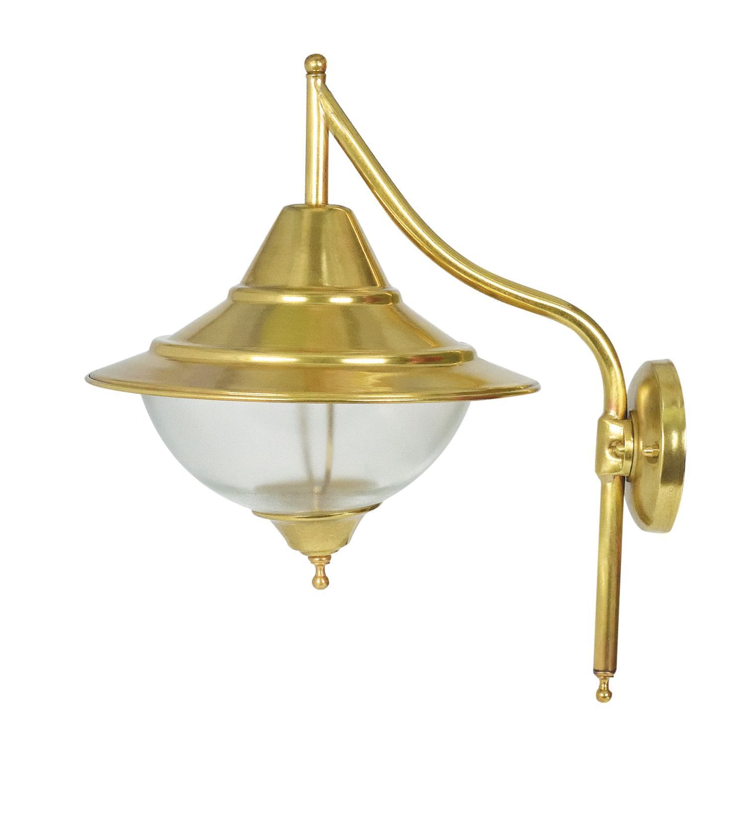 Wandleuchte außen Echt-Messing Glas H: 31 cm IP43 E27
