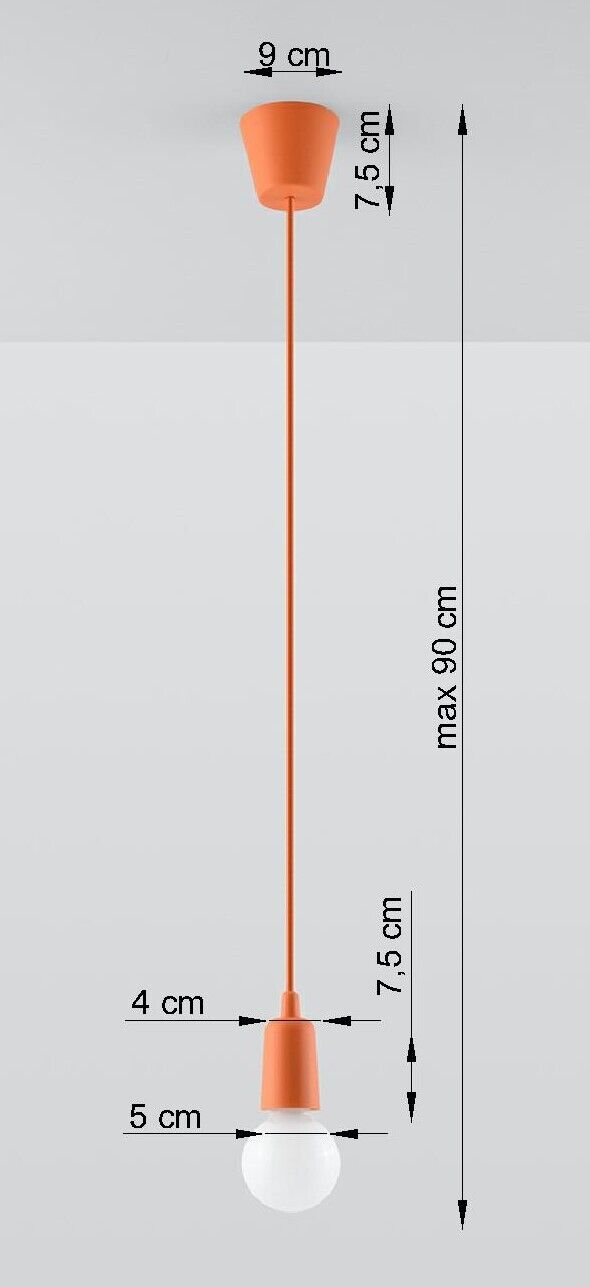 Verstellbare Hängelampe NESSA Tiefe bis 90cm E27 Orange