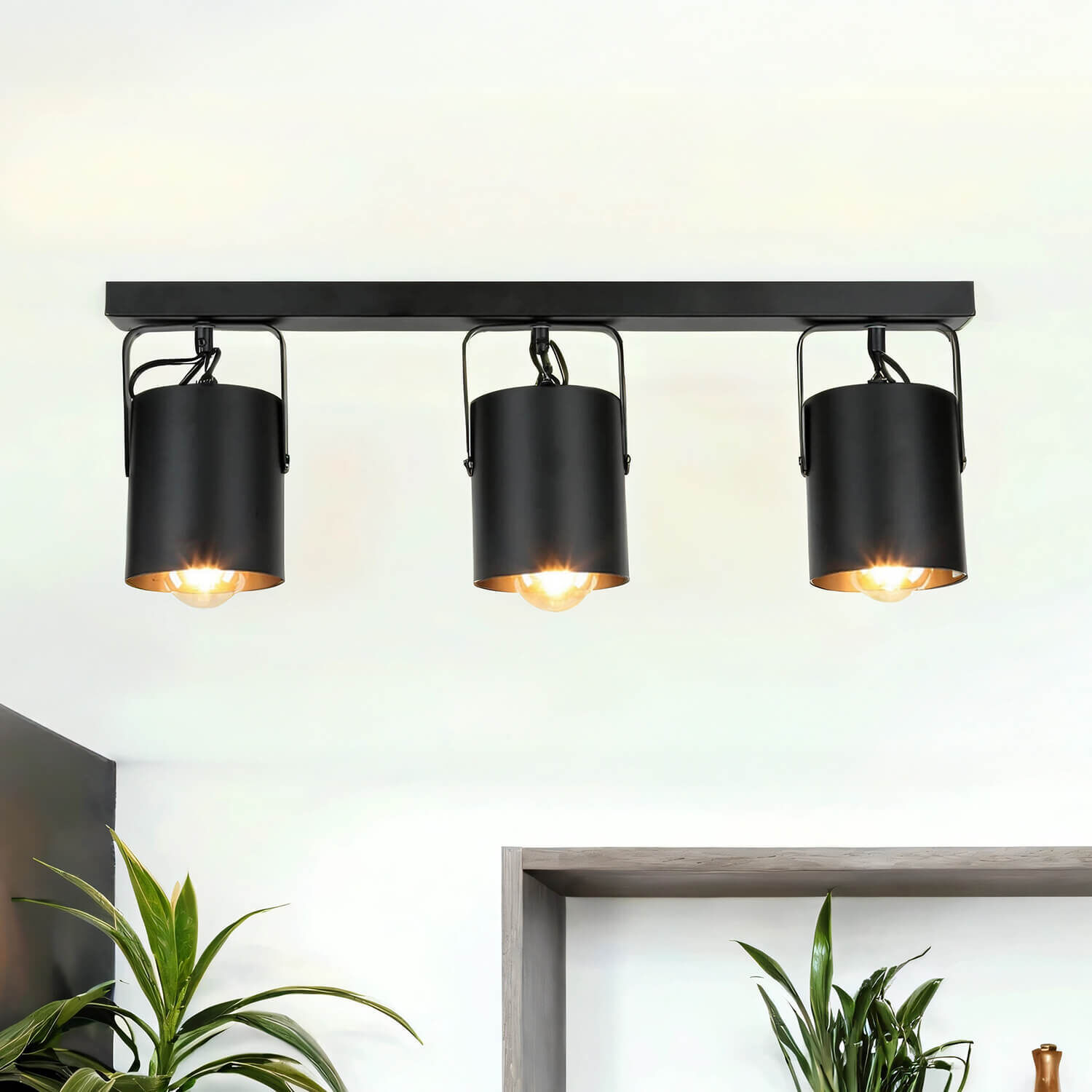 Deckenstrahler Schwarz 3 flmg E27