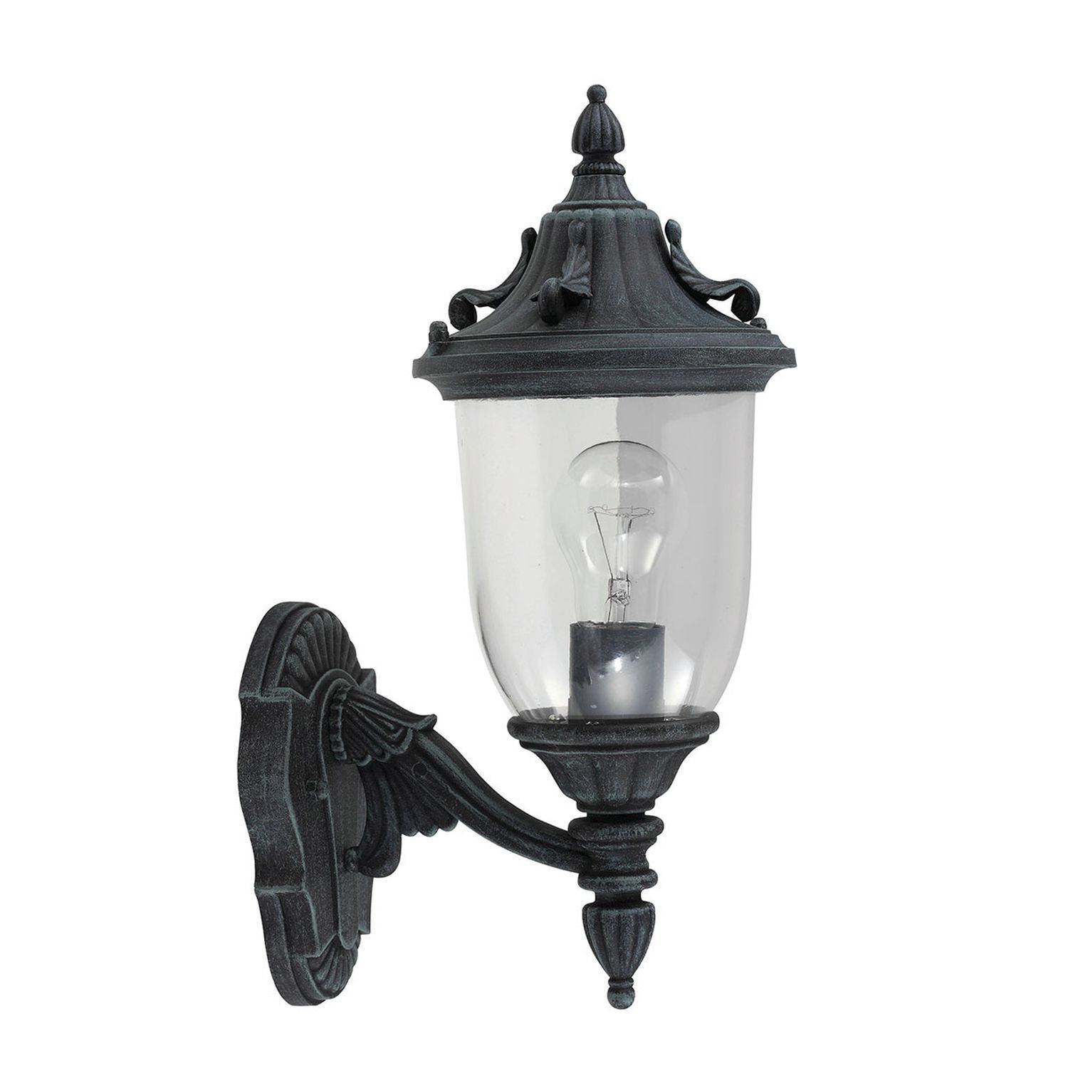 Wandleuchte außen Schwarz Grün antik Aluminium Glas IP44 Lampe, Leuchte