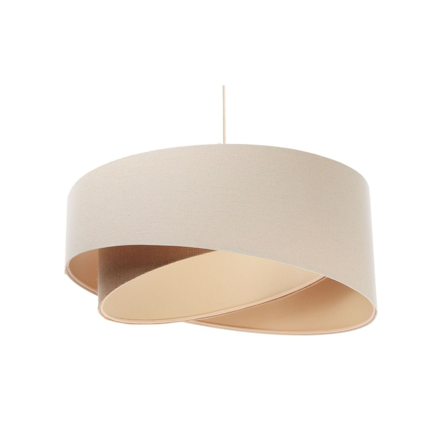 Hängelampe Leinen E27 rund Ø 50 cm Creme Beige wohnlich