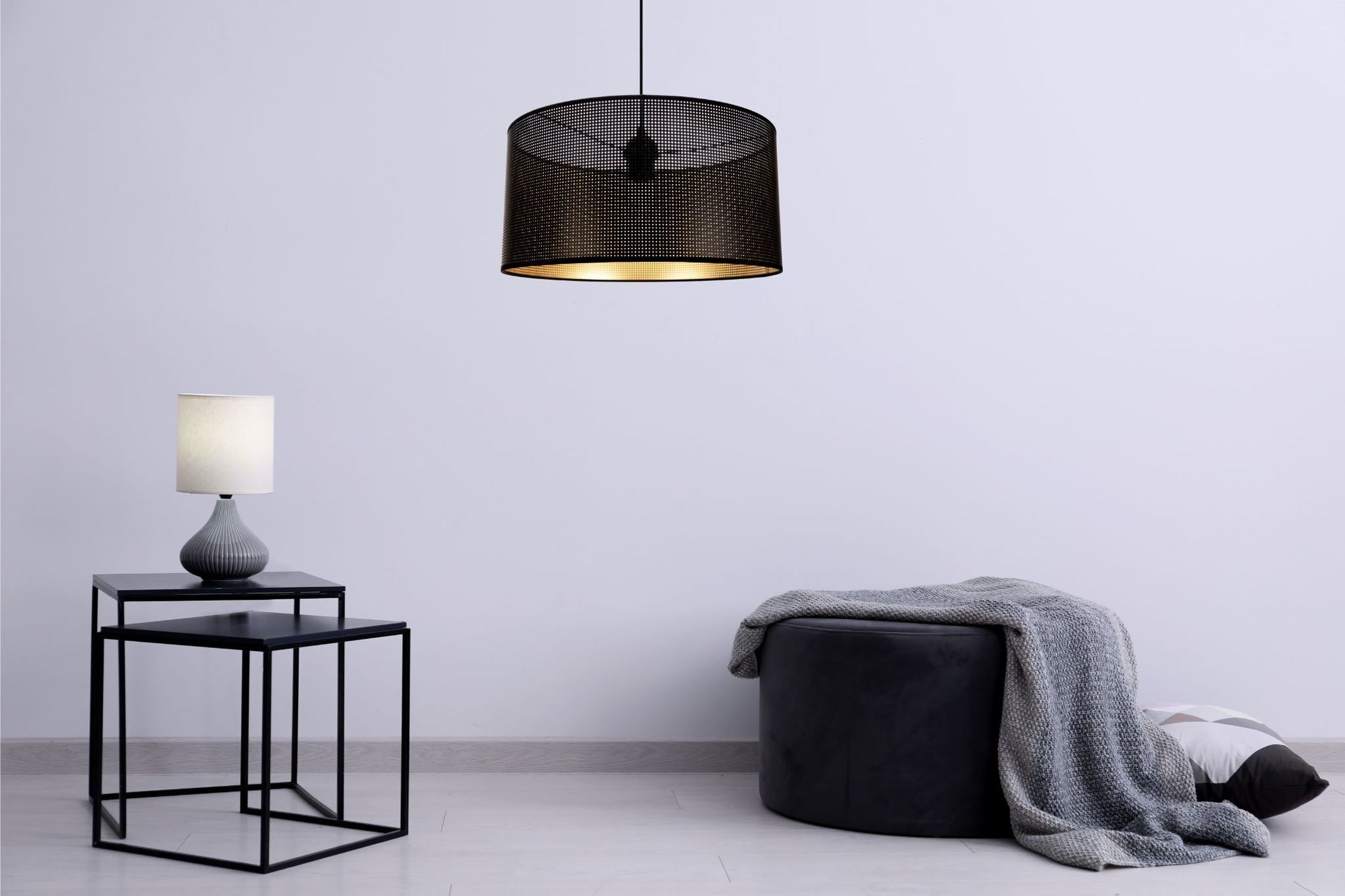 Pendelleuchte Metall Loft E27 rund B:40 cm Schwarz Gold