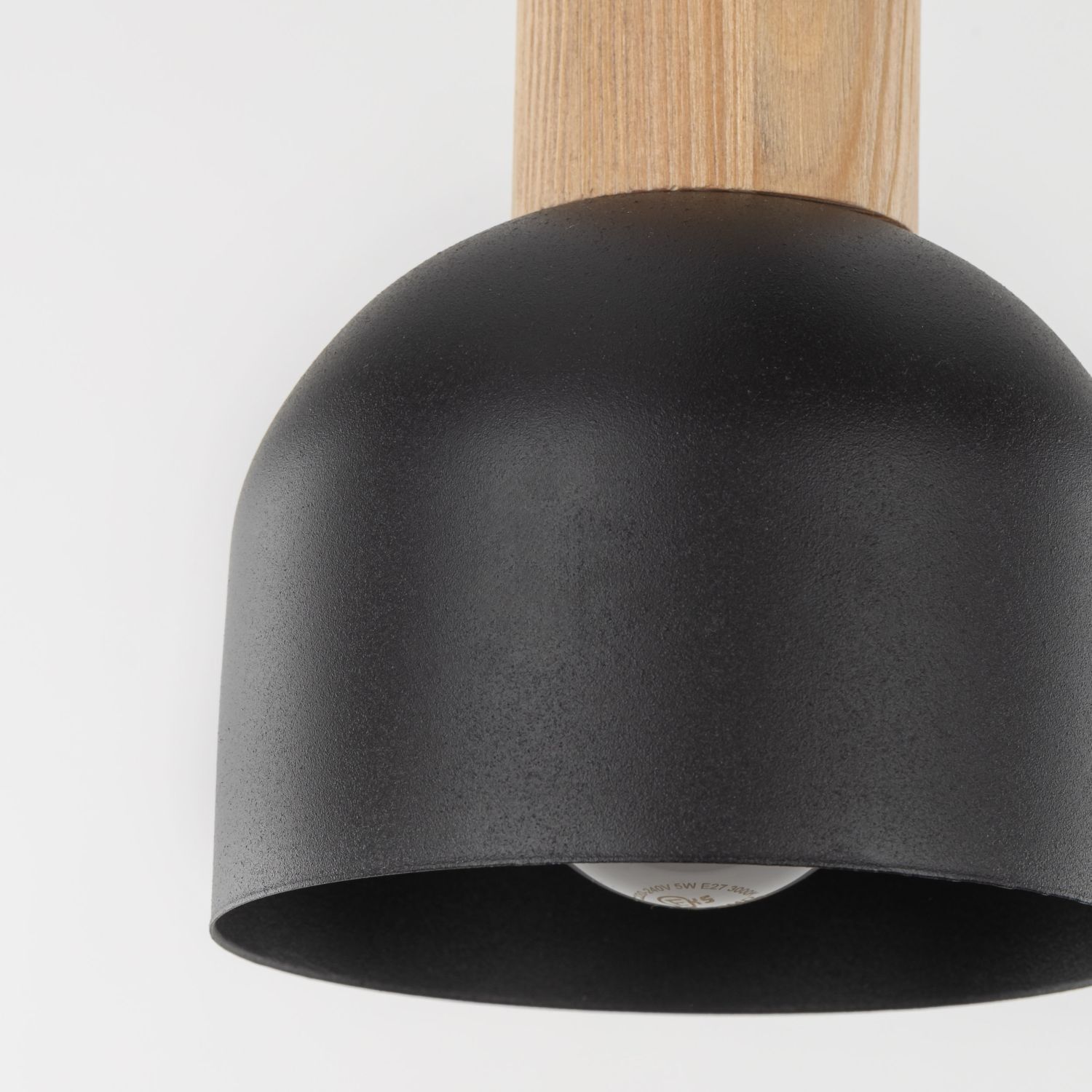 Pendelleuchte Schwarz E27 3-flammig Metall Holz PRESTON Lampe, Helm, Lampenschirm