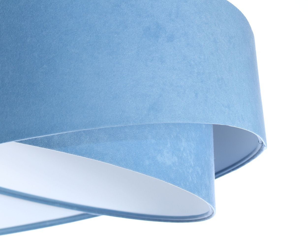 Pendelleuchte rund Ø 50 cm Weiß Blau Stoff Velours Optik E27