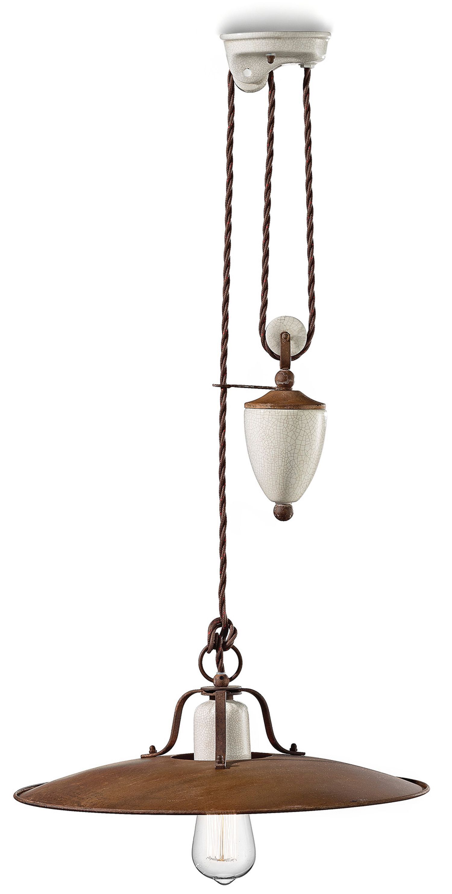 Hängelampe Metall verstellbar Creme Rostbraun E27 Leuchte