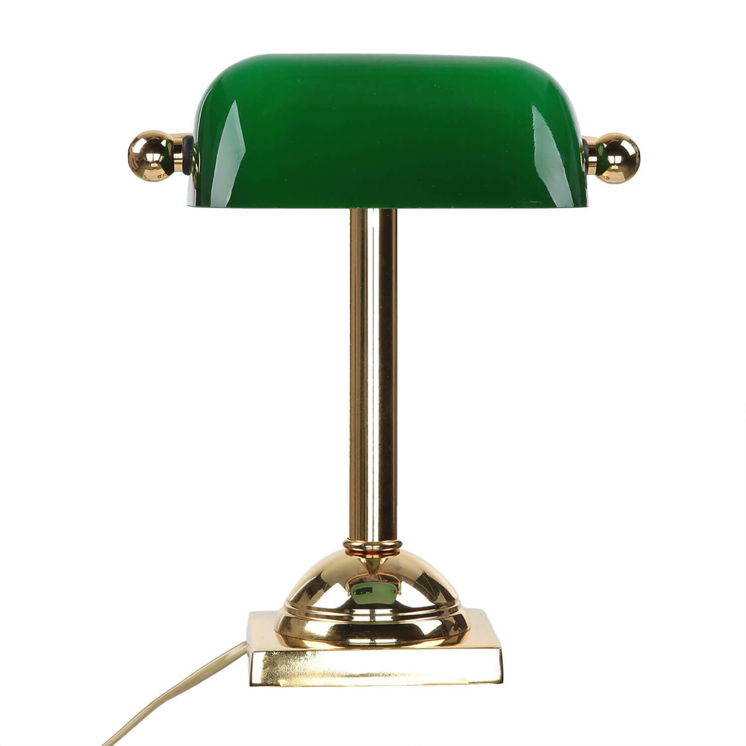 Bankerleuchte Gold 24K aus Echt-Messing Premium Lampe, Tischlampe, Lampenschirm