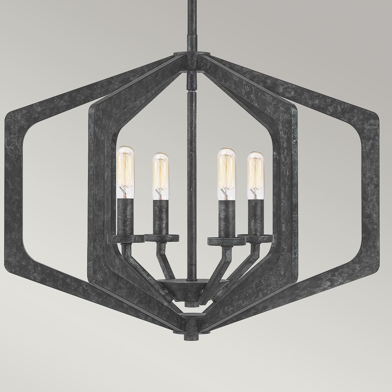 Rustikaler Kronleuchter Schwarz Antik Metall B: 51,2 cm 4x E14
