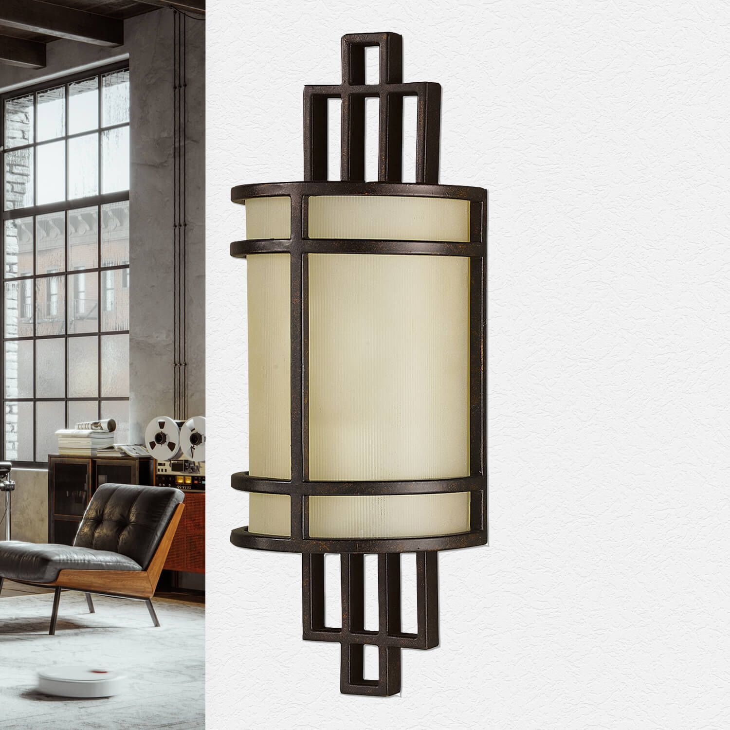 Wandlampe SHOJI Bronze Vintage Leuchte Wohnzimmer