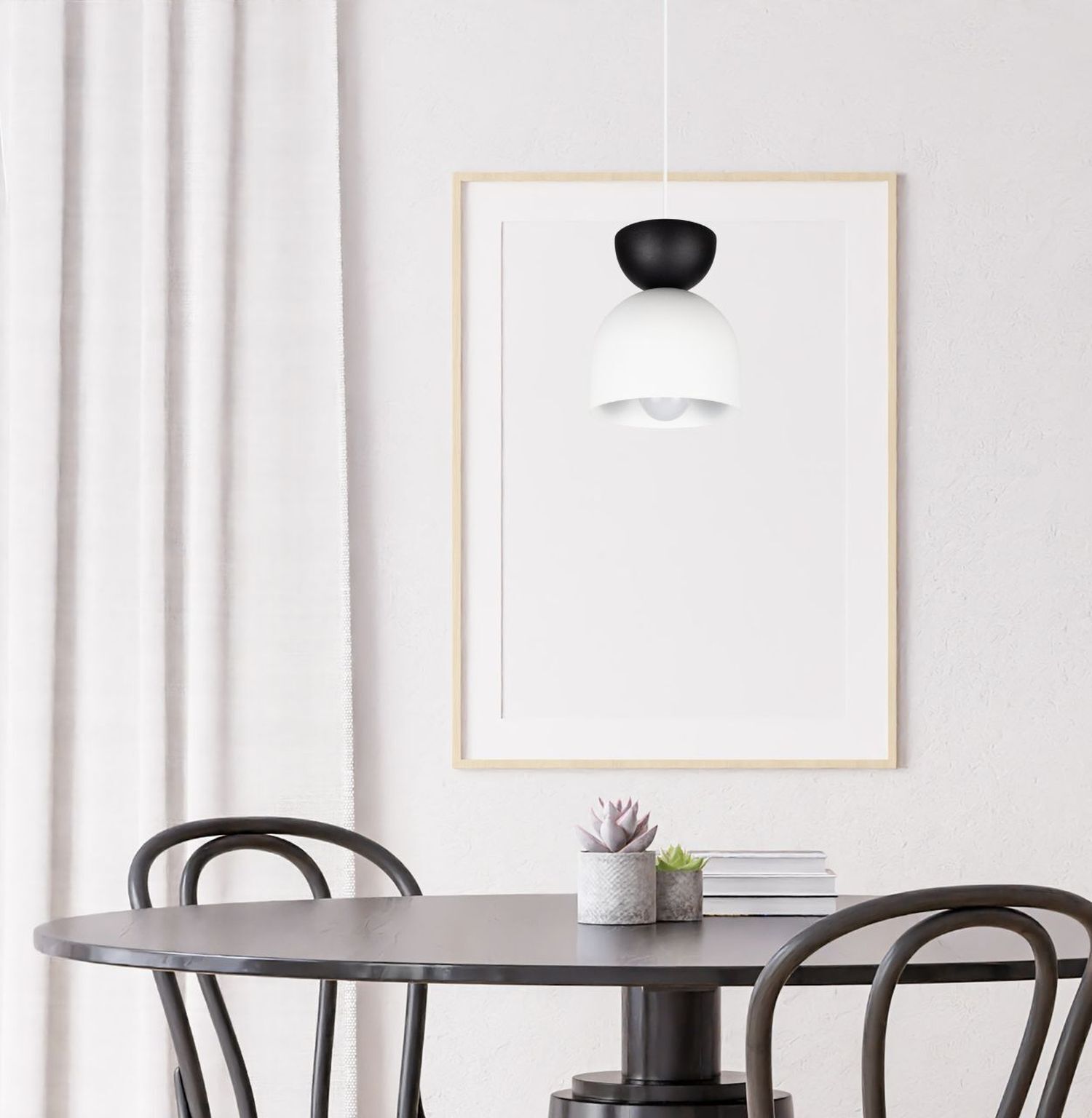 Hängeleuchte Weiß Schwarz Metall Ø17 cm Minimalistisch