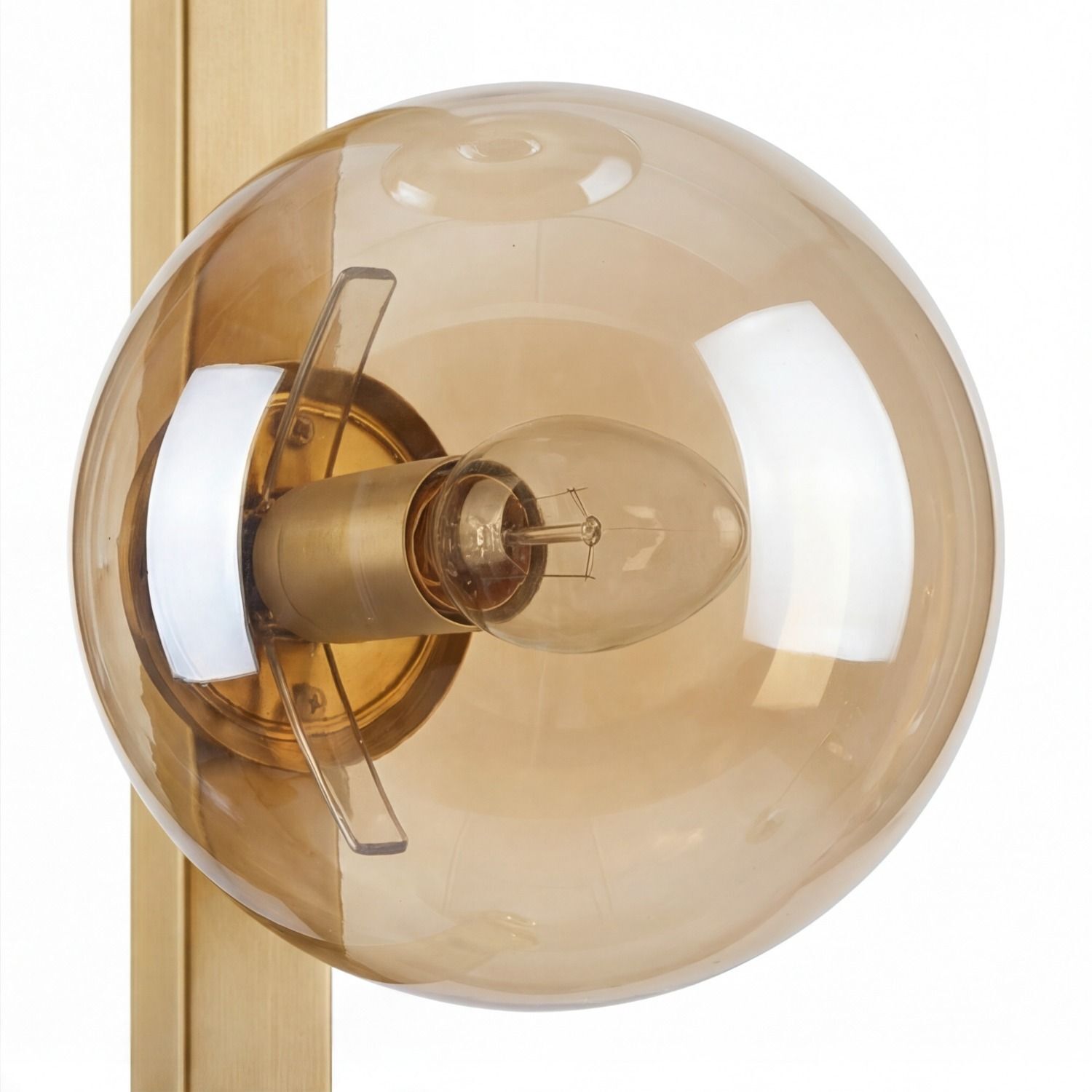 Wandlampe Bernstein Glas Schalter Gold E14 60 cm 2-flmg Wandleuchte, Glühbirne, Baldachin, Metall, Bronze