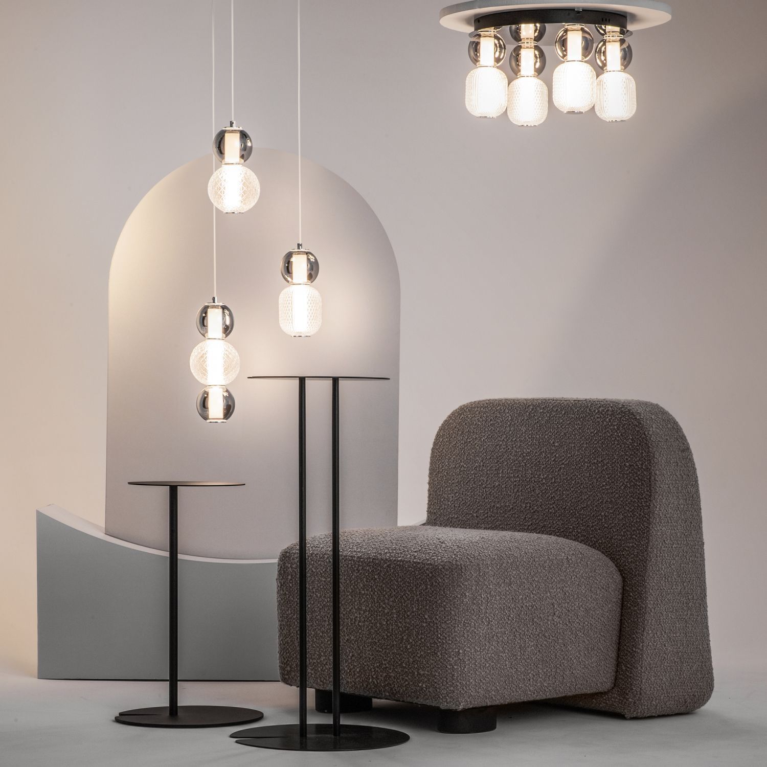 Hängeleuchte LED Metall Rauchglas B: 38 cm 4000 lm INA