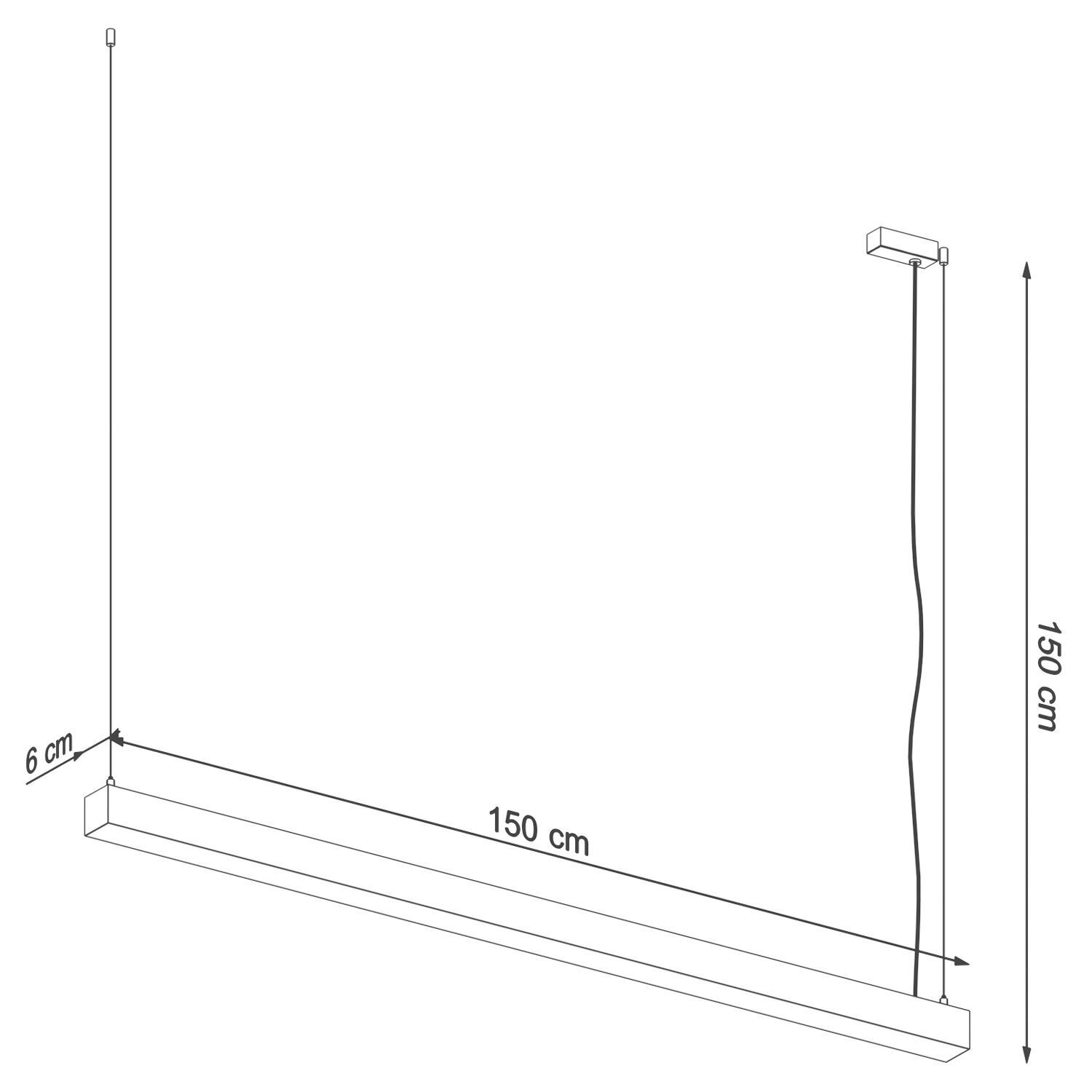 LED Hängelampe Metall Schwarz 150 cm länglich 3000 K
