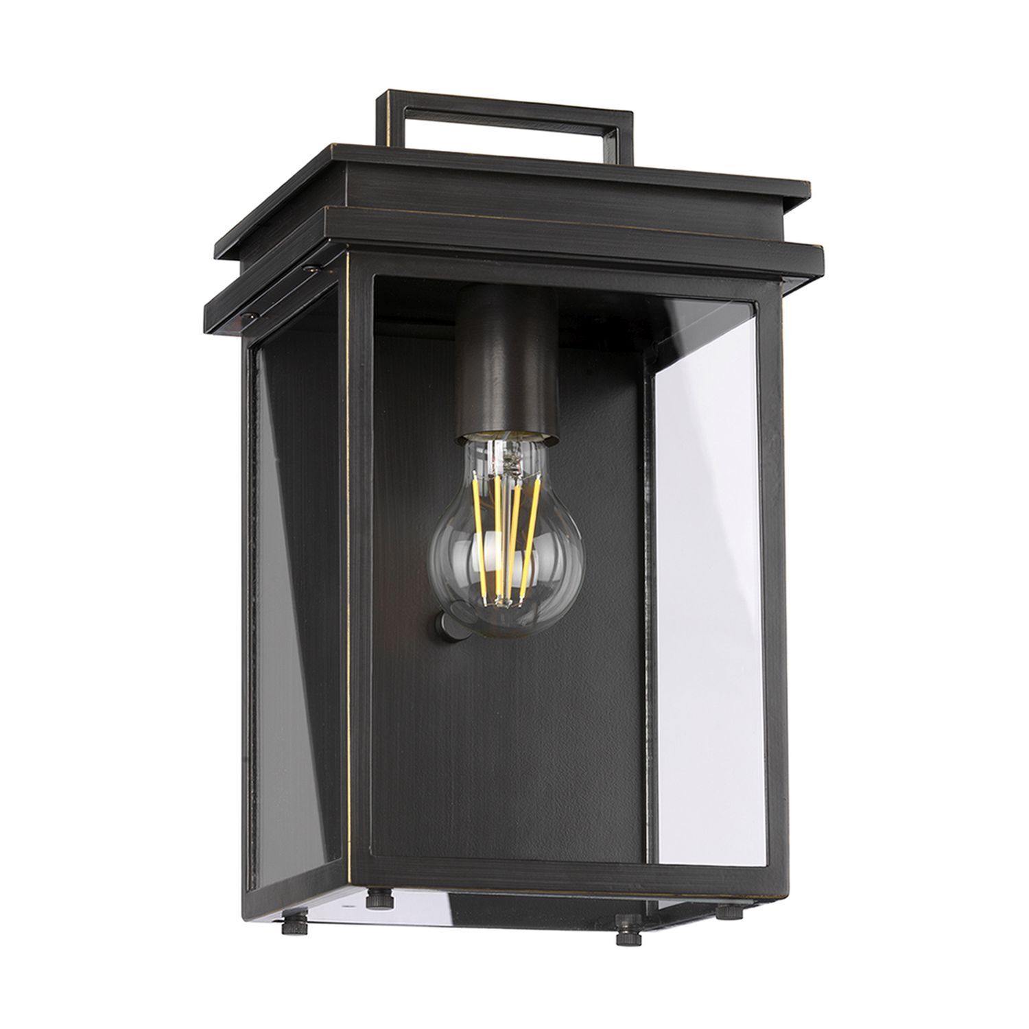 Außenlampe Wand in Bronze antik Aluminium Glas IP44 E27