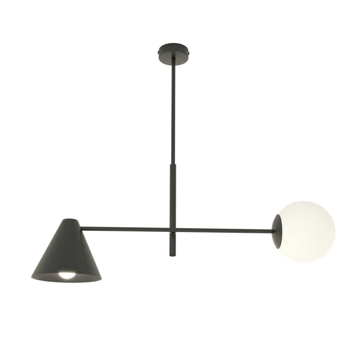Längliche Deckenlampe Metall Glas Schwarz E14 blendarm