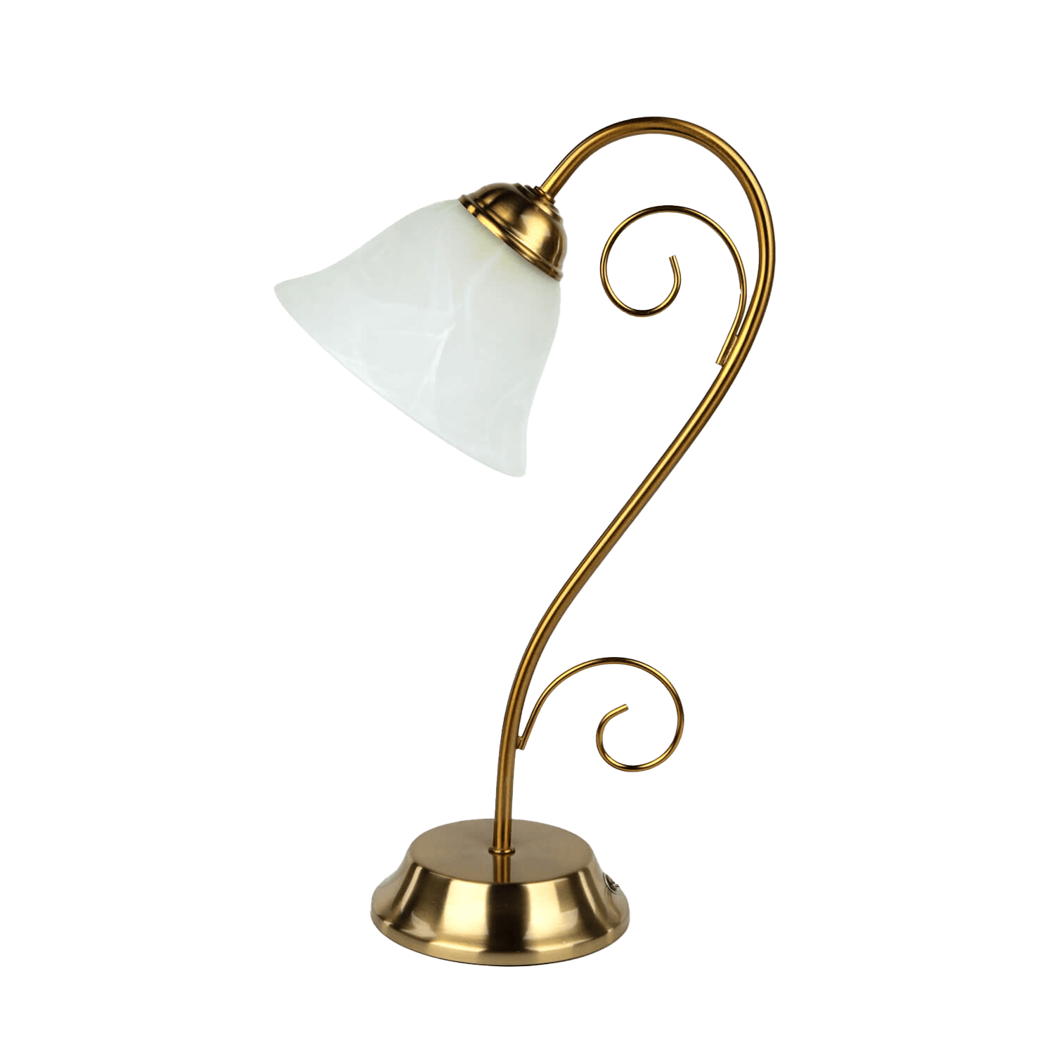 Schreibtischlampe, Bronzefarbene Lampe, Metalllampe, Glasschirm, Kunststoff-/Metallmix