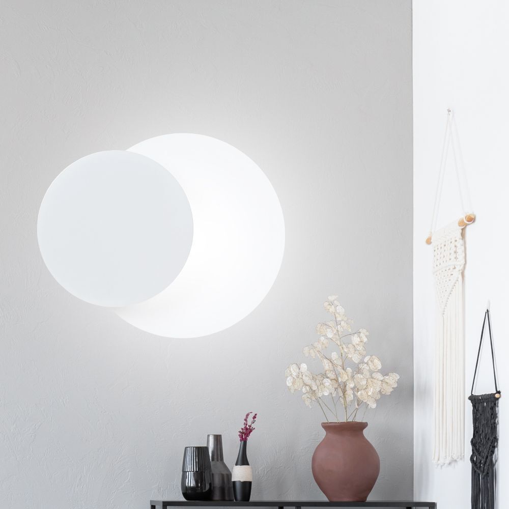 Wandlampe Weiß Metall Holz rund Skandinavisch G9