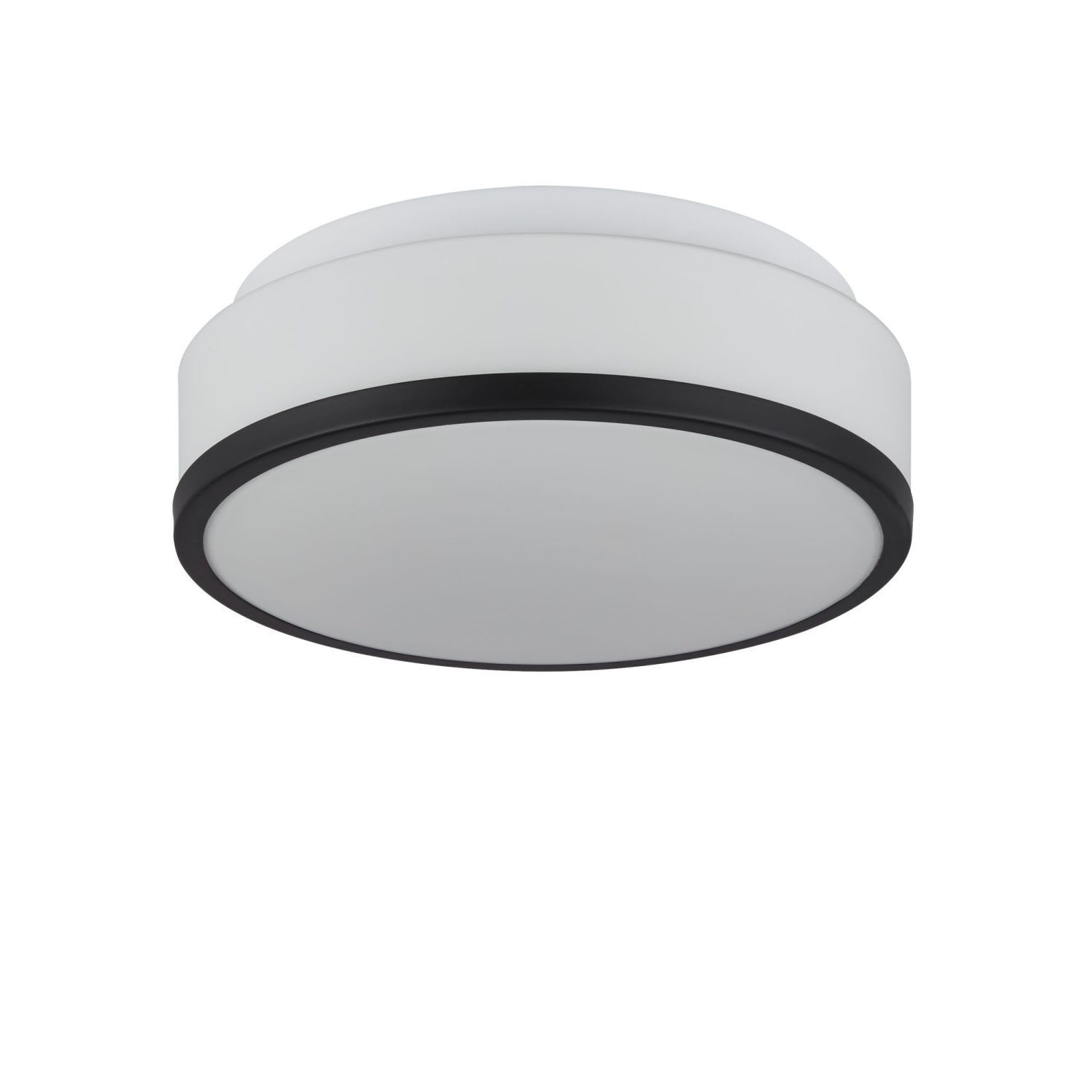 Runde Deckenlampe Bad Ø 29 cm Glas Weiß Schwarz blendarm
