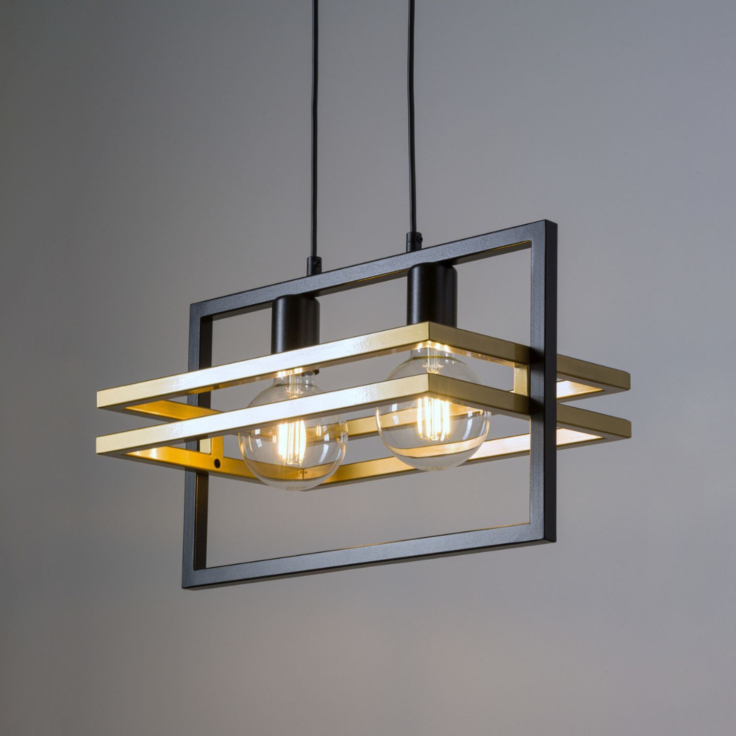 Schwarze Pendelleuchte Gold Metall bis 0,8 m L:40,5 cm