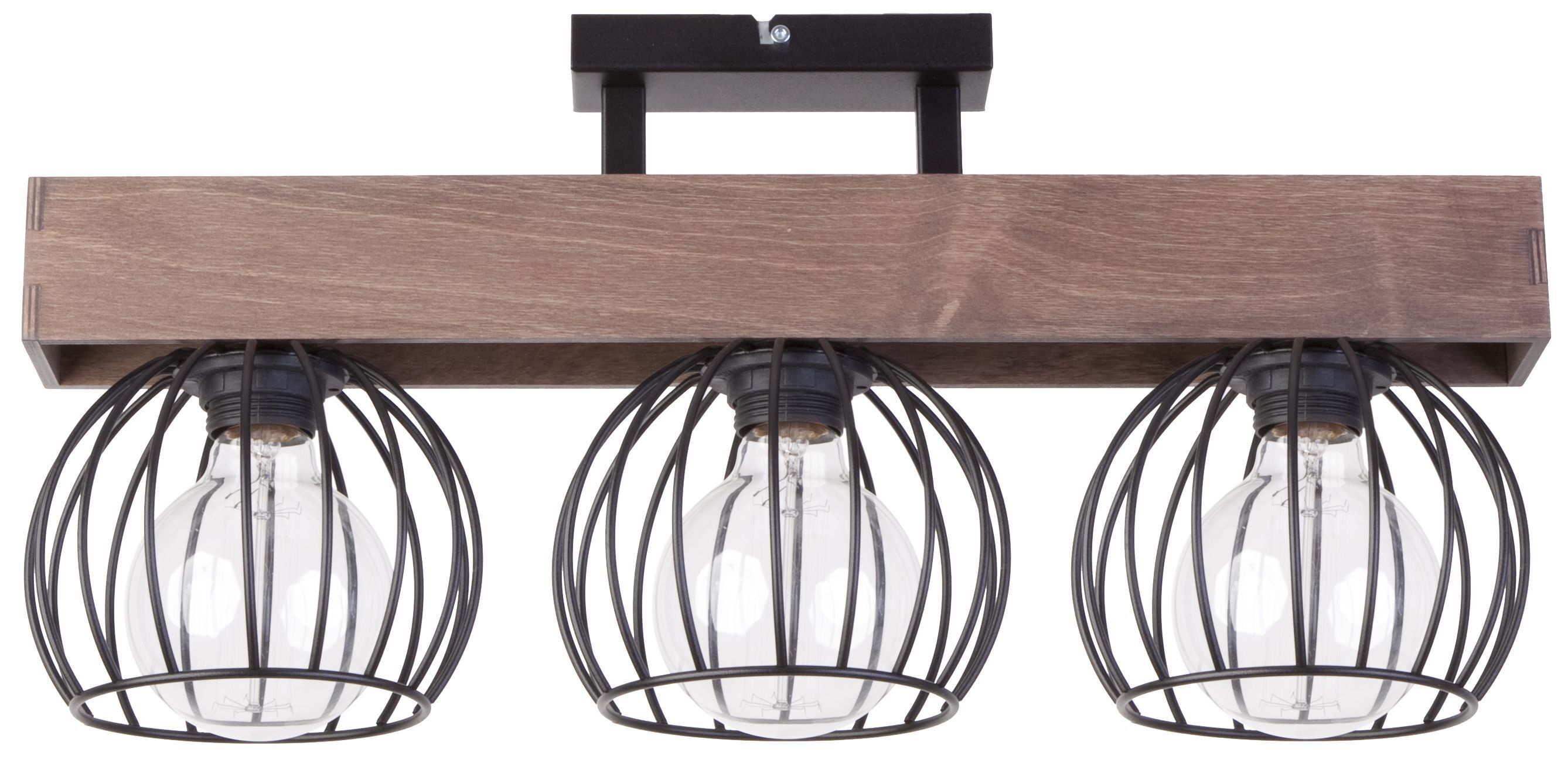 Schwarze Hängeleuchte Holz Metall L:54 cm Mehrflammig