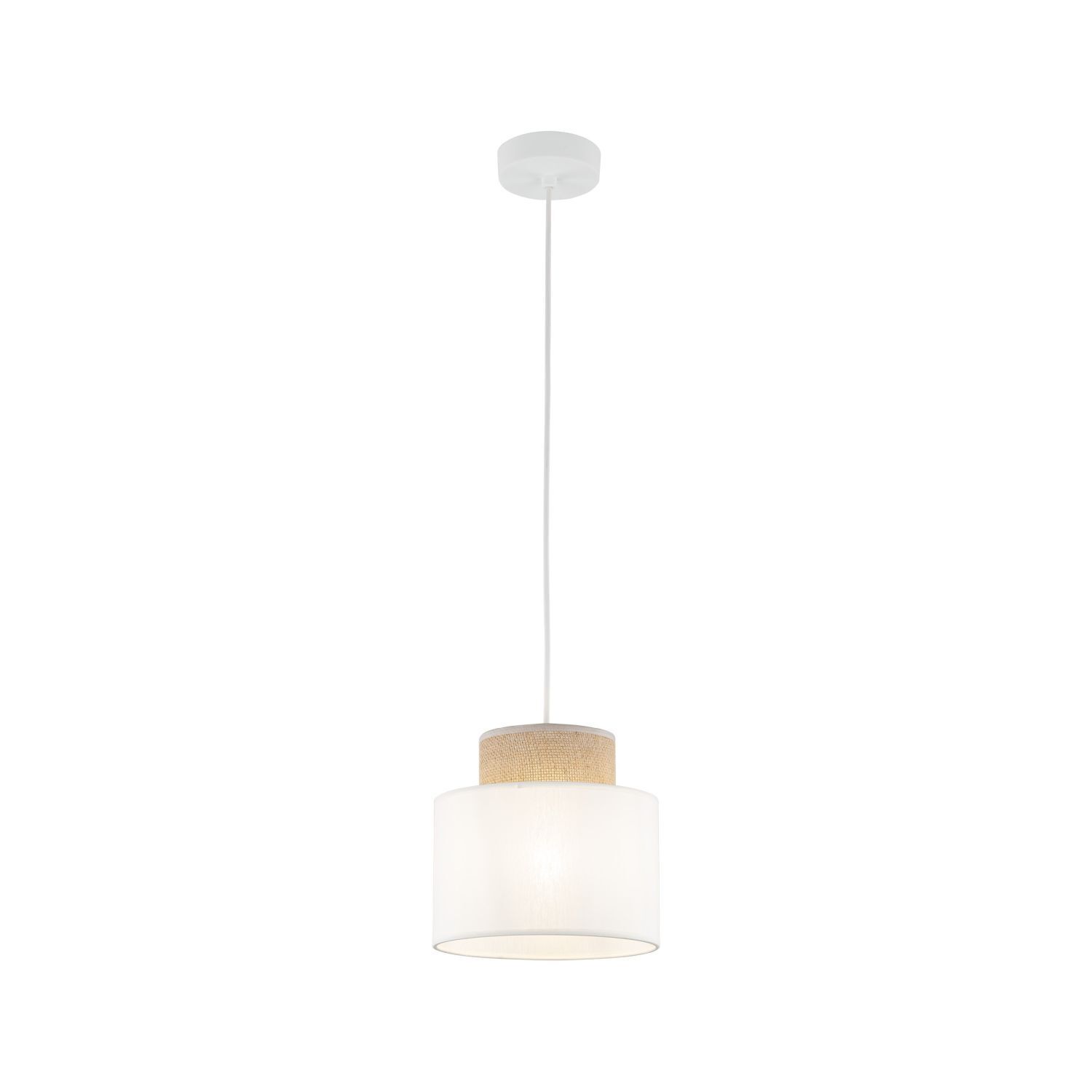 Hängeleuchte Stoff Jute E27 Ø 20 cm H: max. 160 cm Weiß Natur