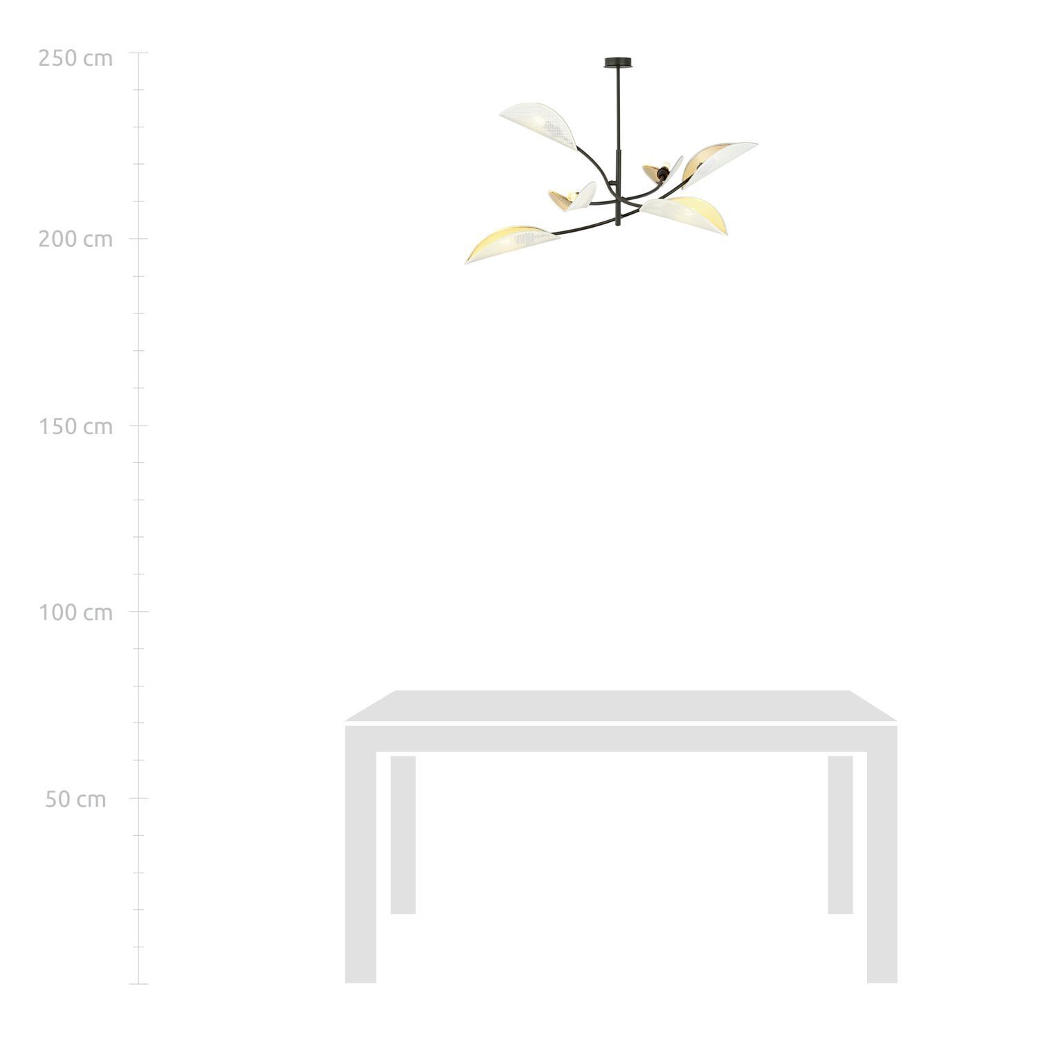 Deckenleuchte Stoff Metall L: 102cm drehbar Schwarz Weiß Gold Gerät, Deckenventilator, Elektrisches Gerät