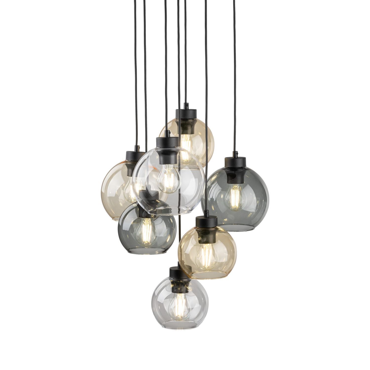 Hängelampe Rauchglas H: max. 140 cm verstellbar 7x E27