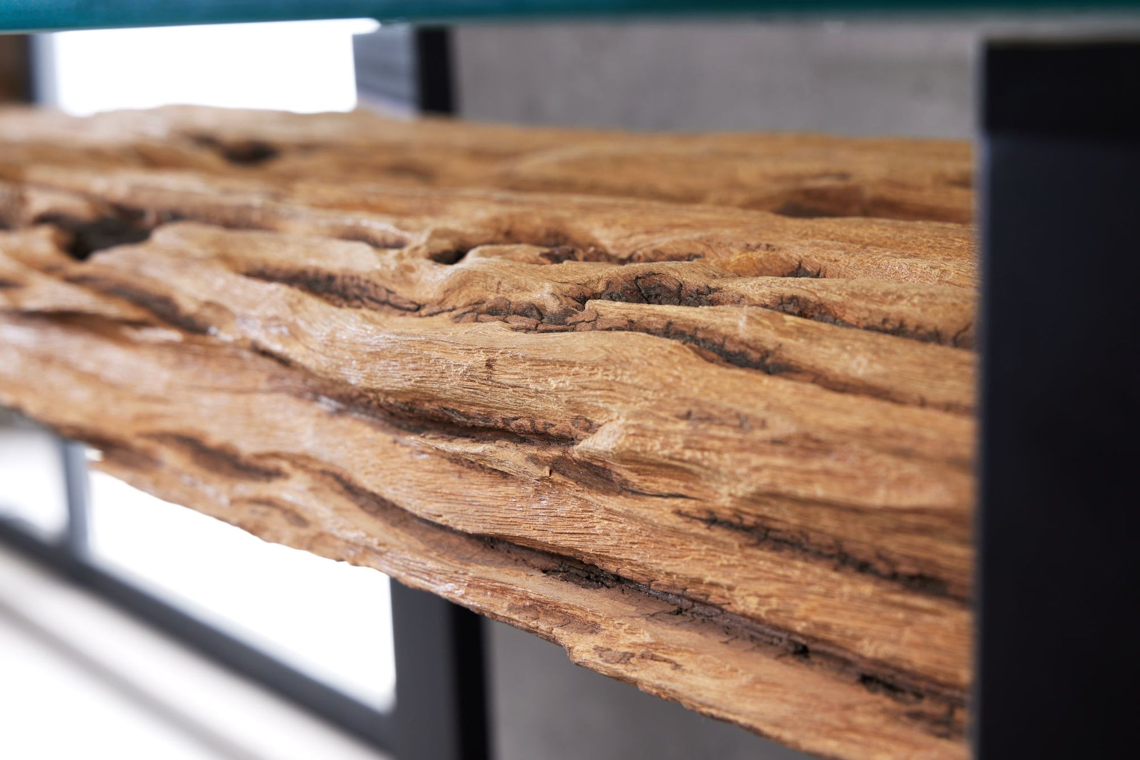 Konsolentisch recyceltem Teakholz Hartglas Edelstahl 150 cm Drinnen, Innenarchitektur, Holz, Schaden am Haus, Schaden durch Termiten